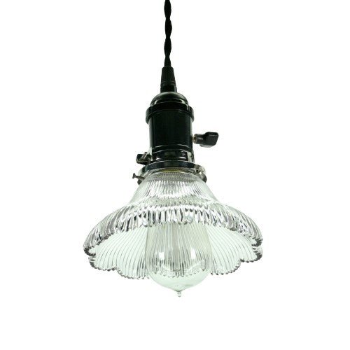 One of Three Holophane Pendant with Black Socket #2086