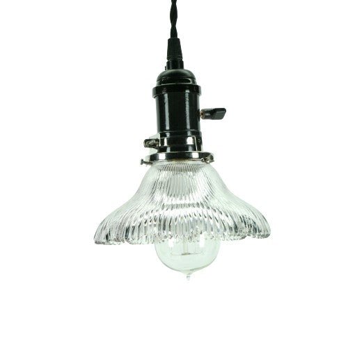One of Three Holophane Pendant with Black Socket #2086