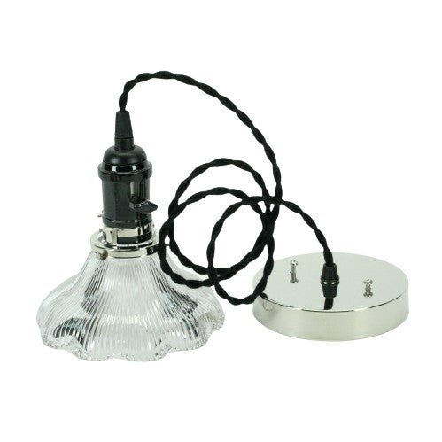 One of Three Holophane Pendant with Black Socket #2086
