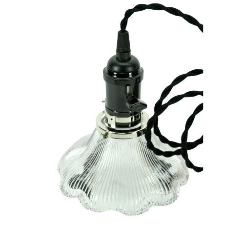 One of Three Holophane Pendant with Black Socket #2086
