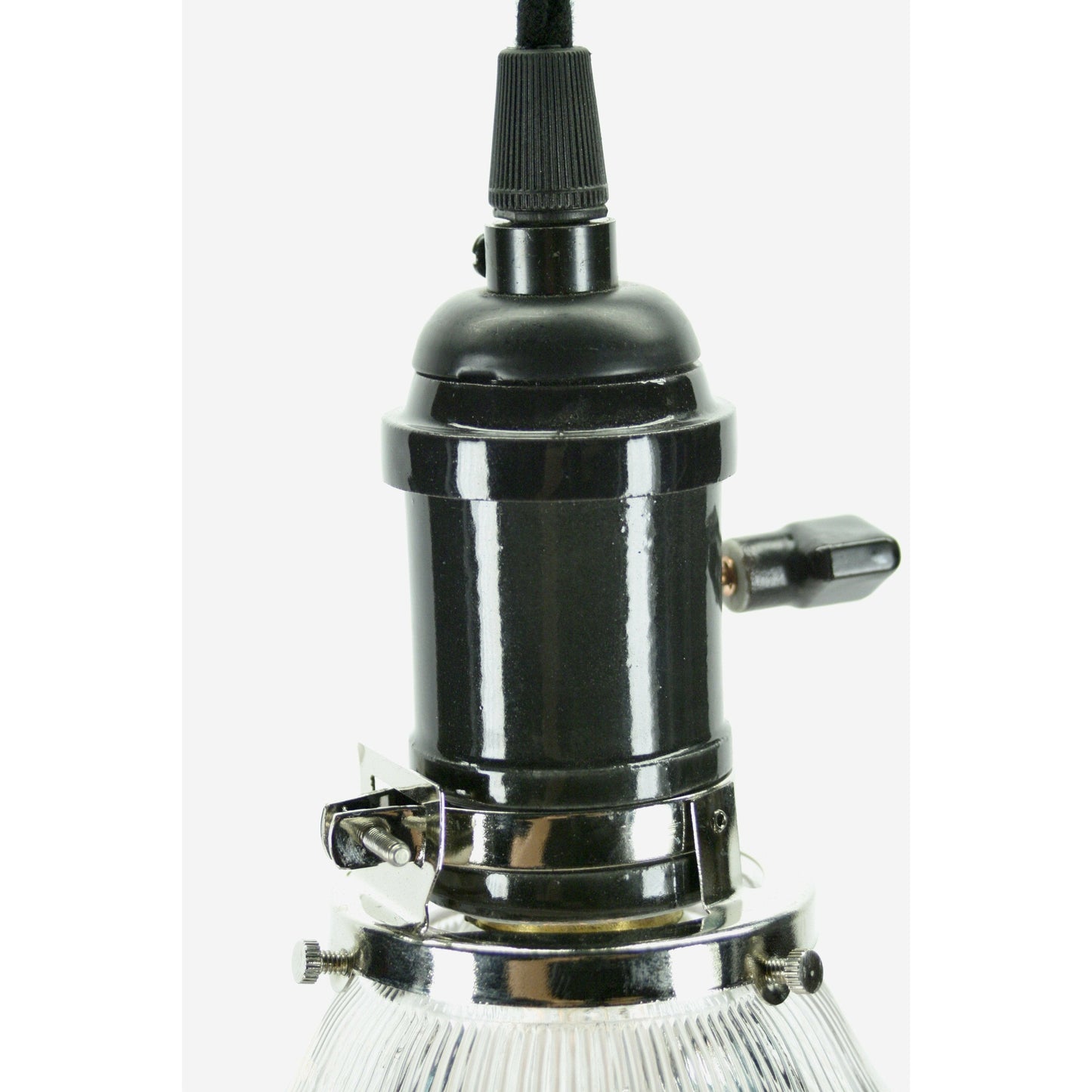 One of Three Holophane Pendant with Black Socket #2086