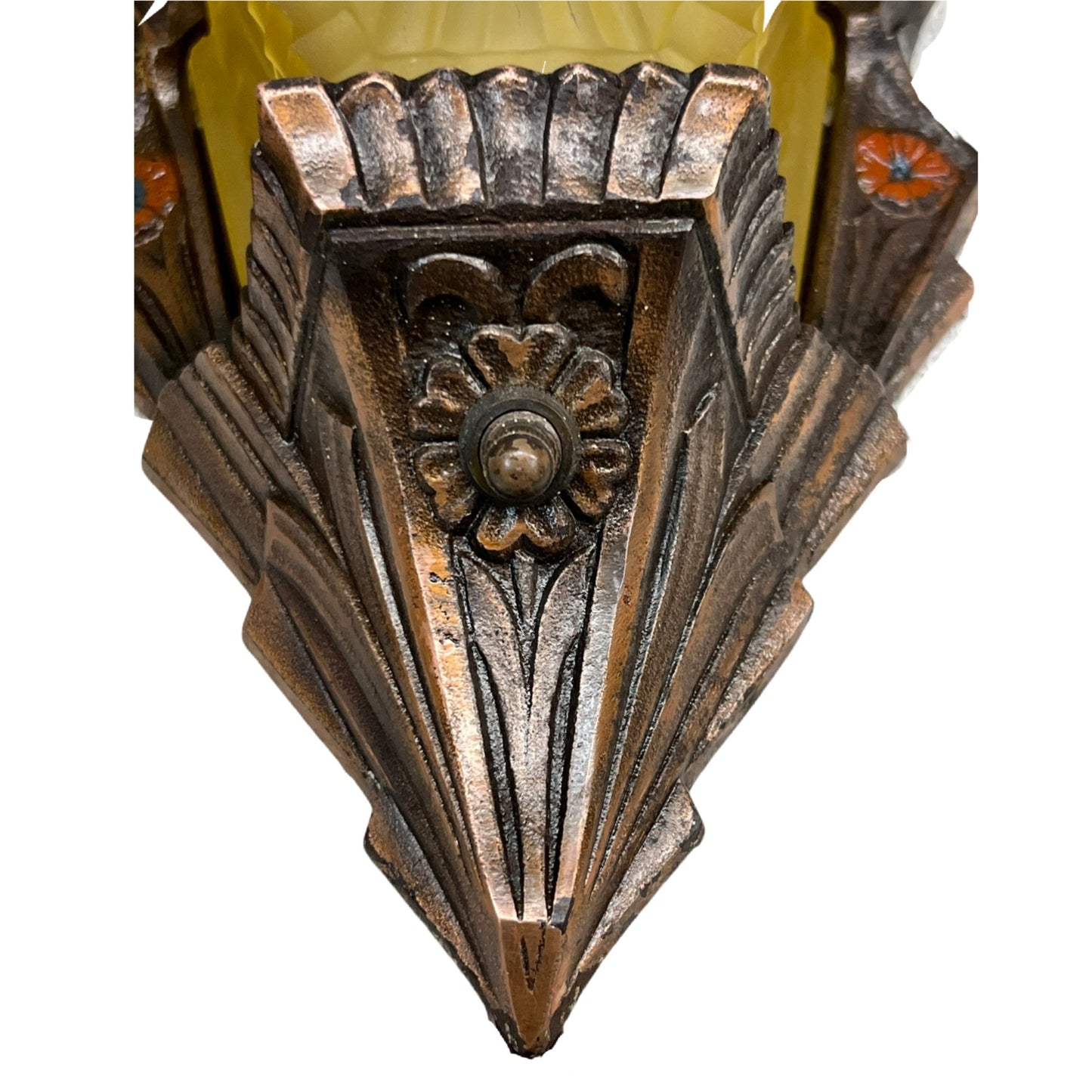 Pair JC Virden Wall Sconces with Amber Shades #2336