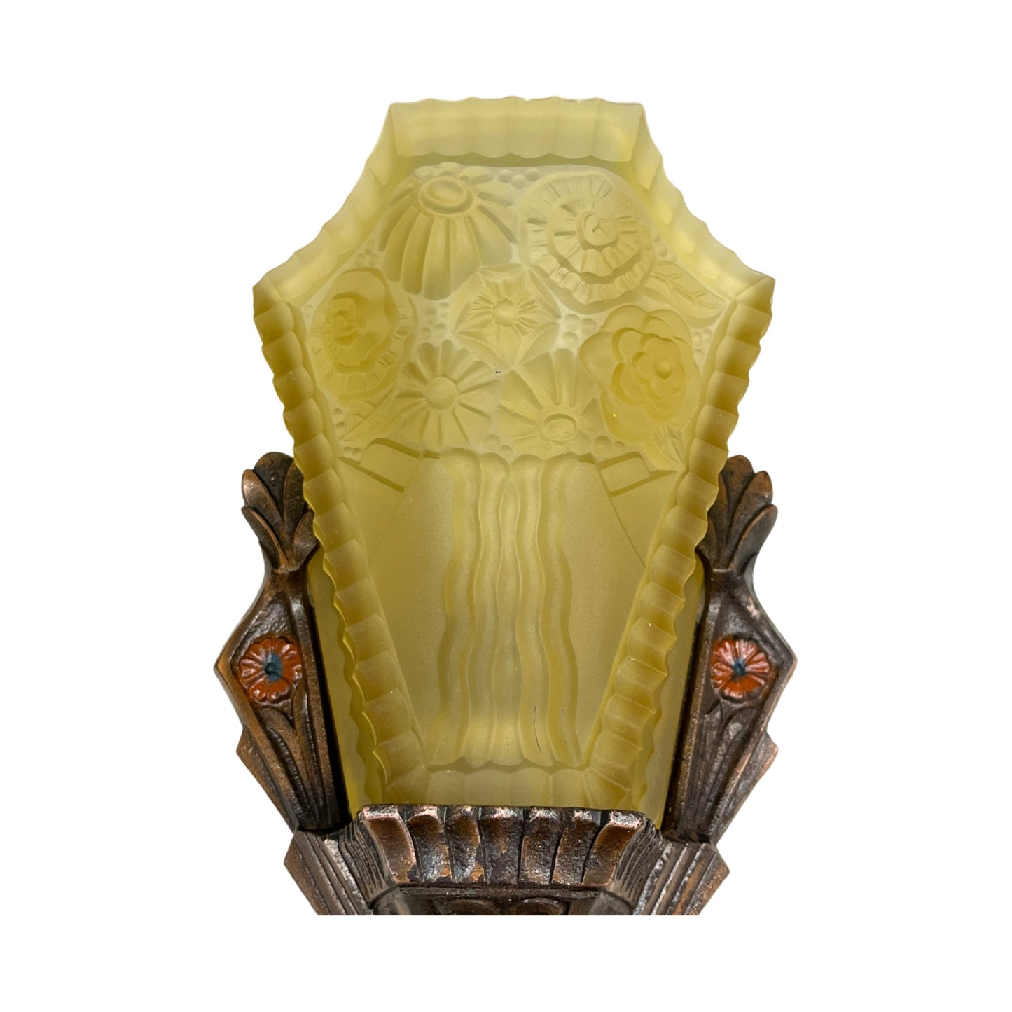 Pair JC Virden Wall Sconces with Amber Shades #2336