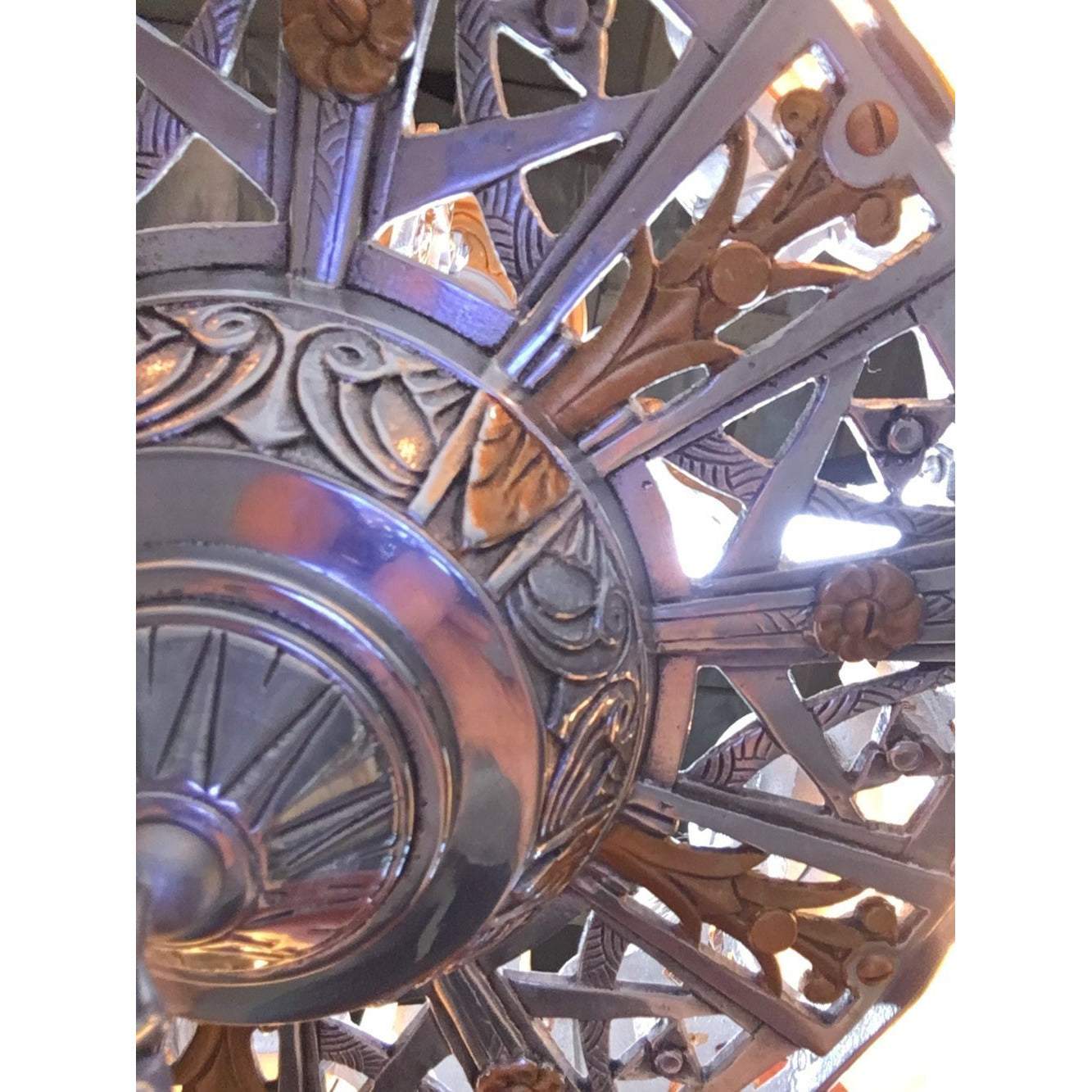 Restored Antique Art Deco Lincoln 5 Light Chandelier #1750
