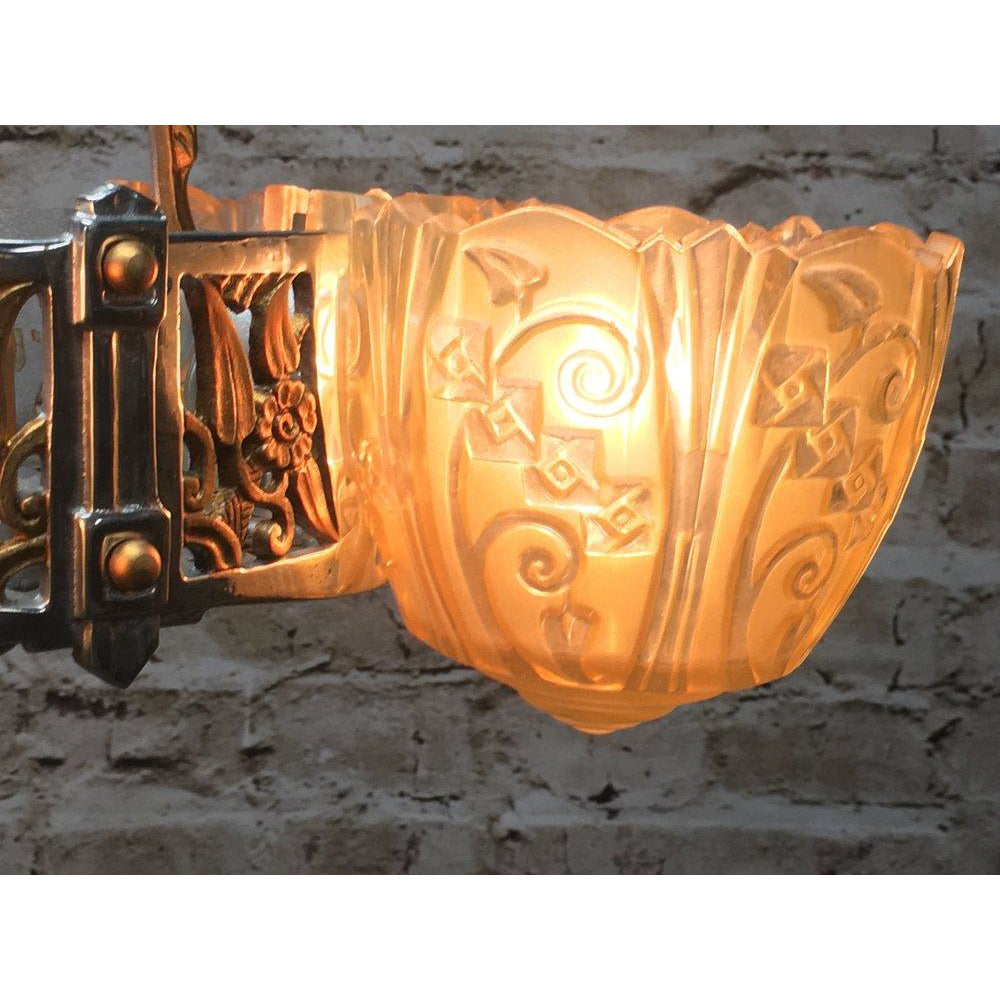Restored Antique Art Deco Lincoln 5 Light Chandelier #1750