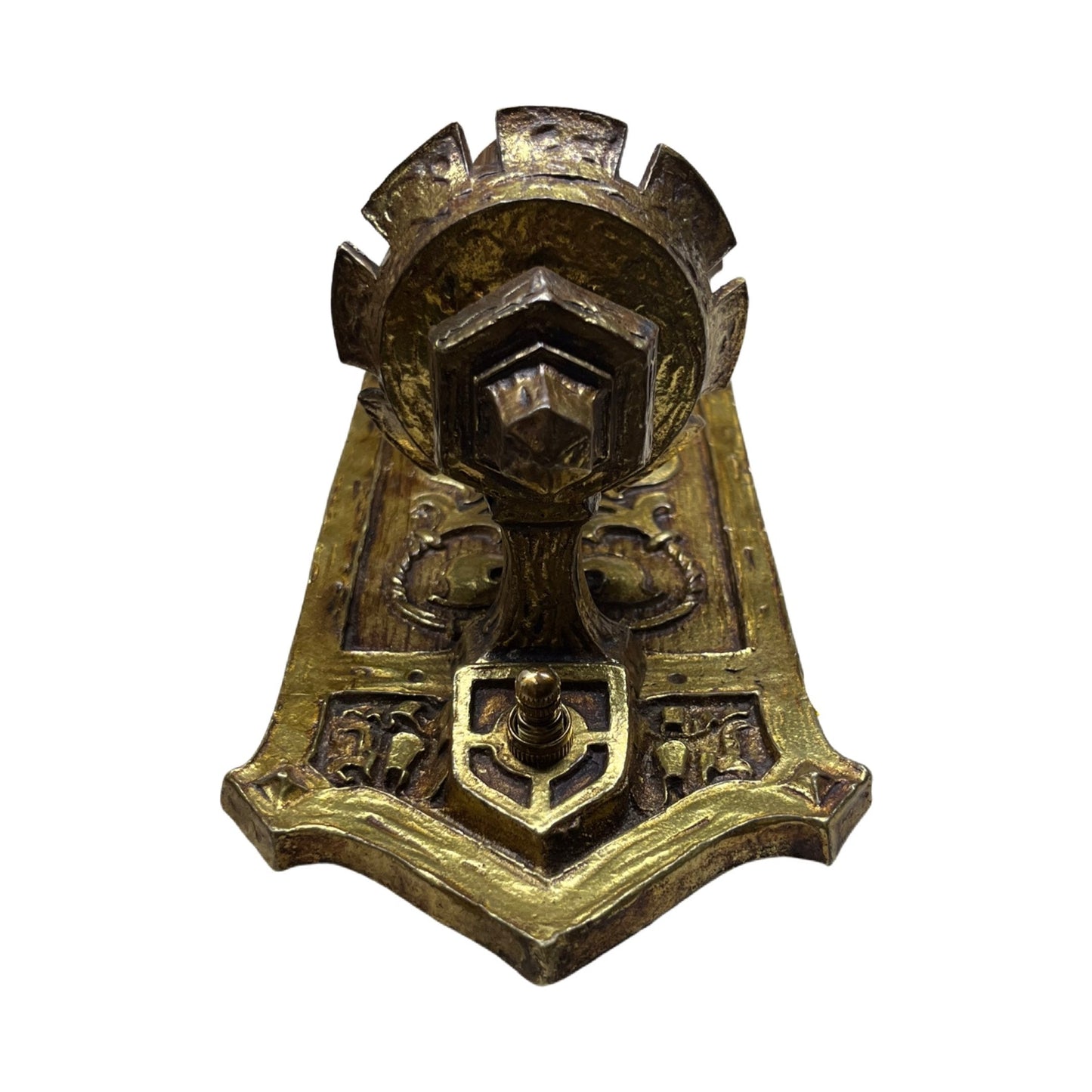 Stunning 1910s or 1920s Cast Brass Tudor or Romantic Revival WallSconce #2353