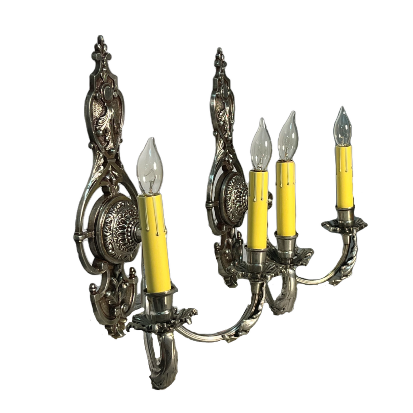 Nickel Plated Cast Brass Candelabra Wall Sconces #2450