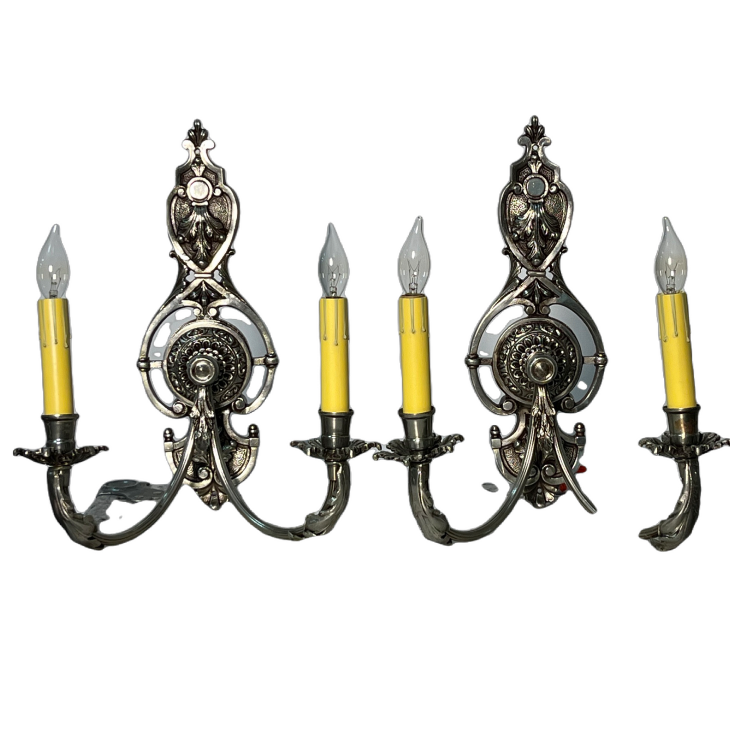Nickel Plated Cast Brass Candelabra Wall Sconces #2450