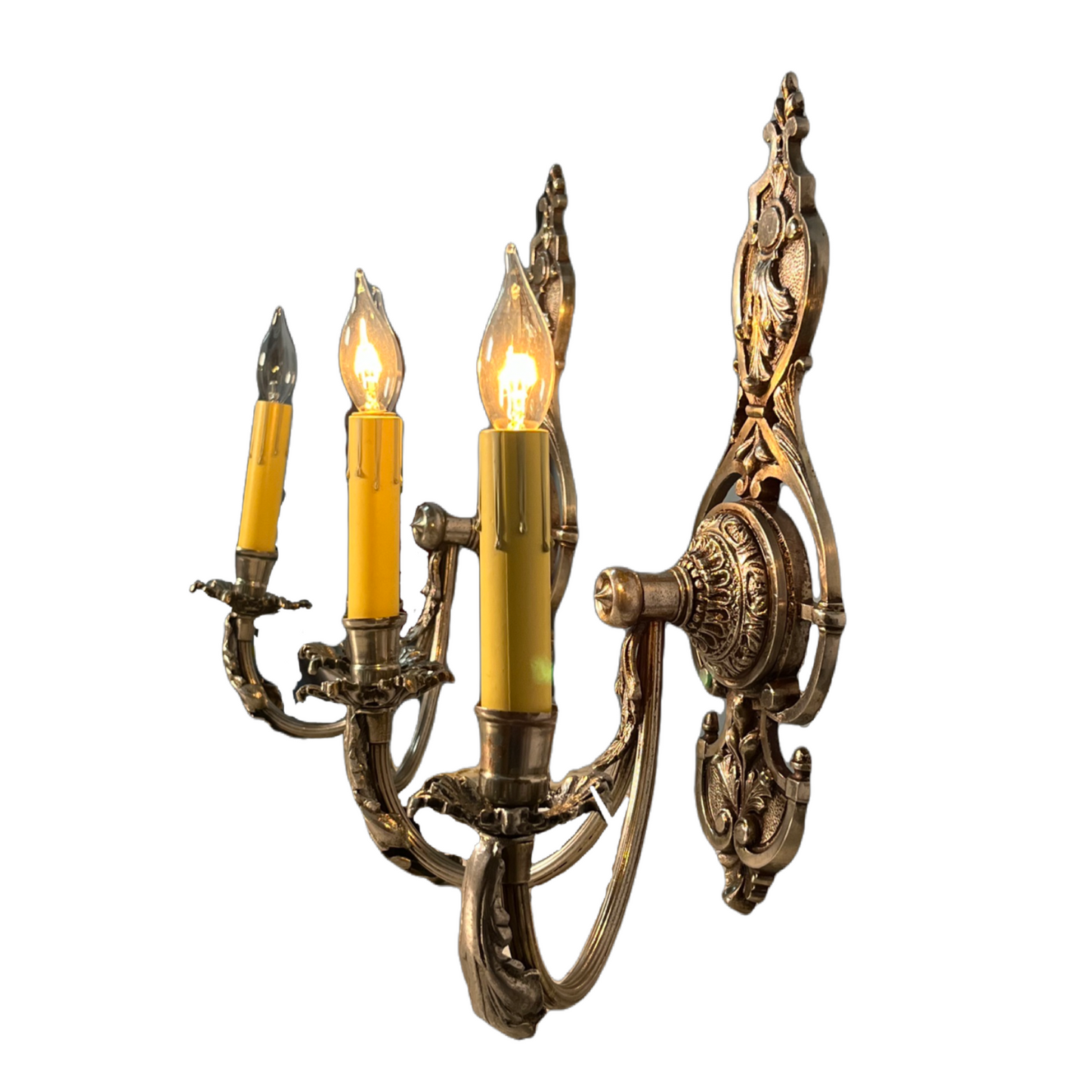 Nickel Plated Cast Brass Candelabra Wall Sconces #2450