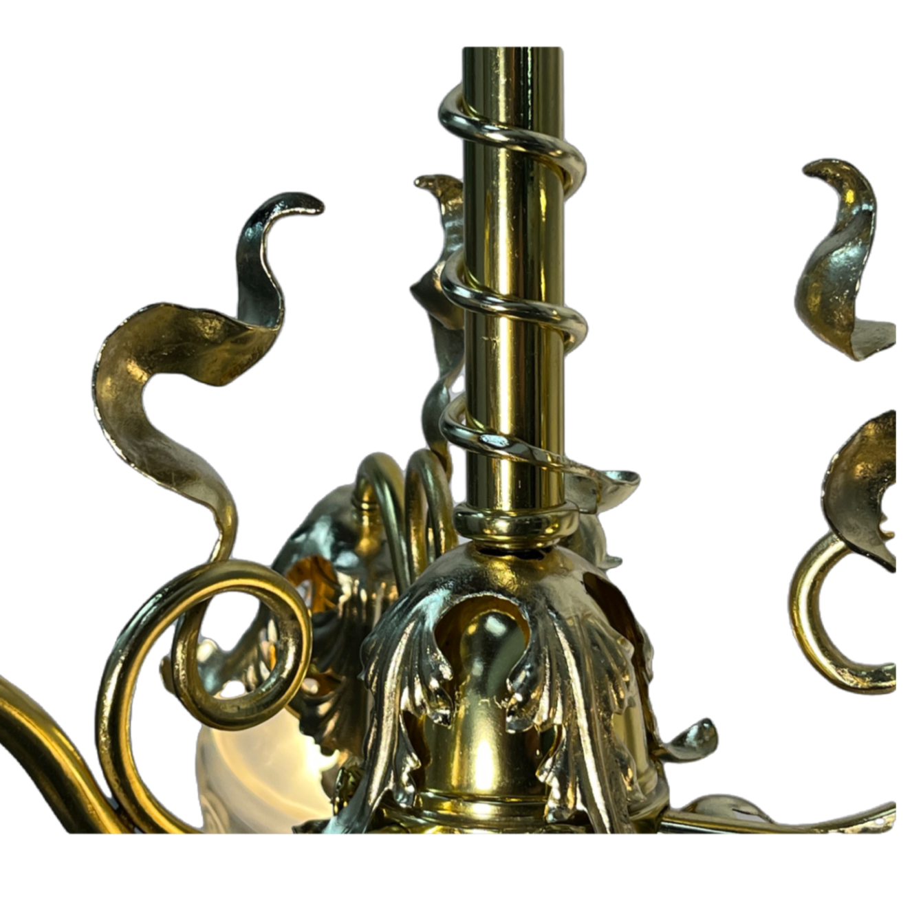 RESTORED Art Nouveau Three Light with Etched Shades, ca. 1900 #2507