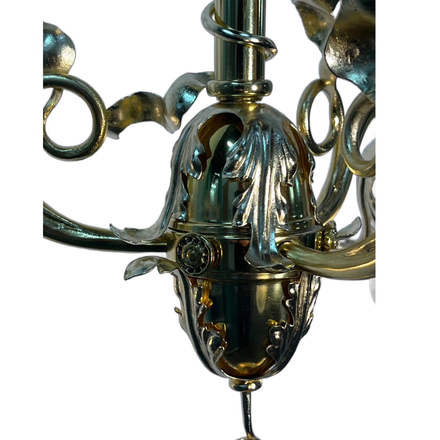RESTORED Art Nouveau Three Light with Etched Shades, ca. 1900 #2507