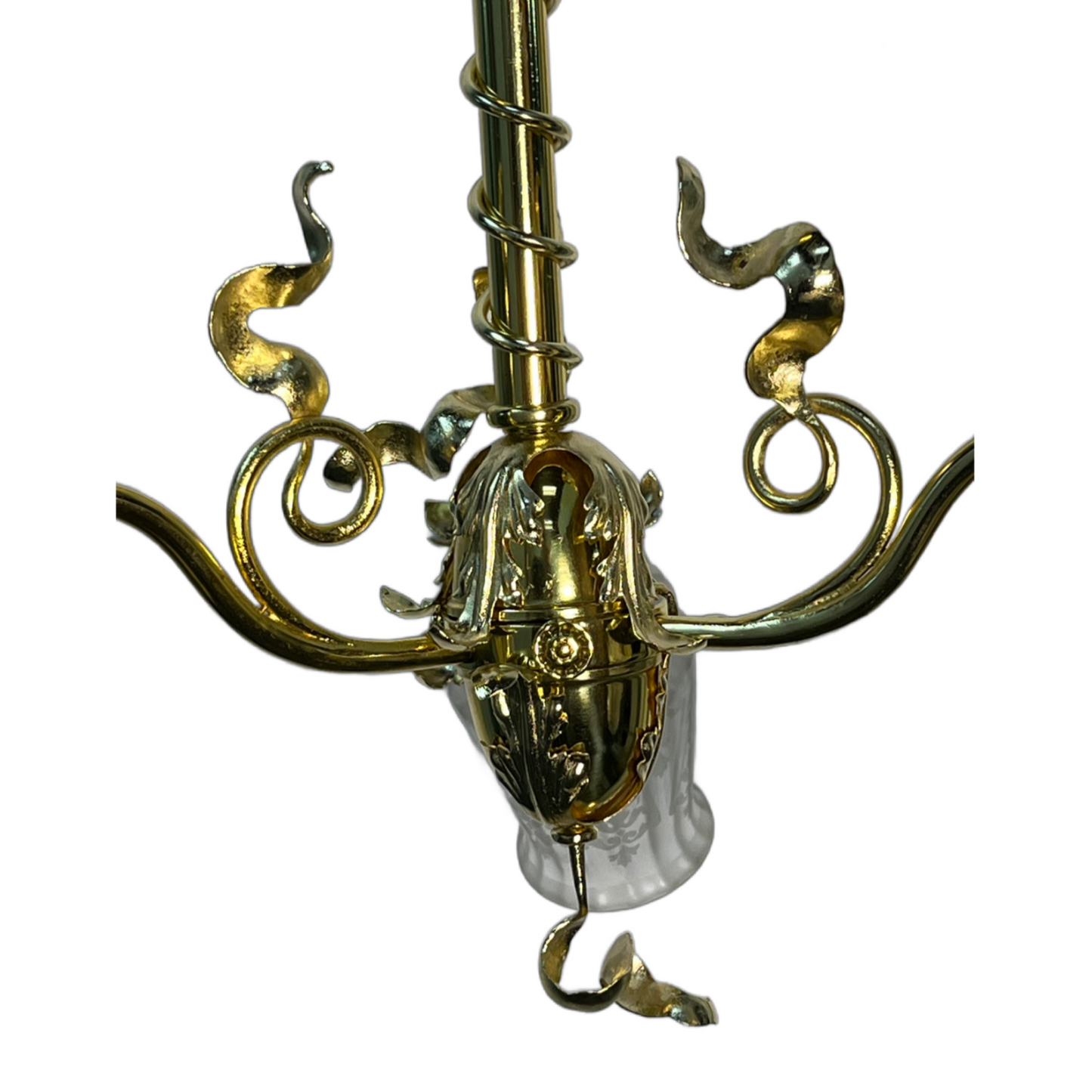 RESTORED Art Nouveau Three Light with Etched Shades, ca. 1900 #2507