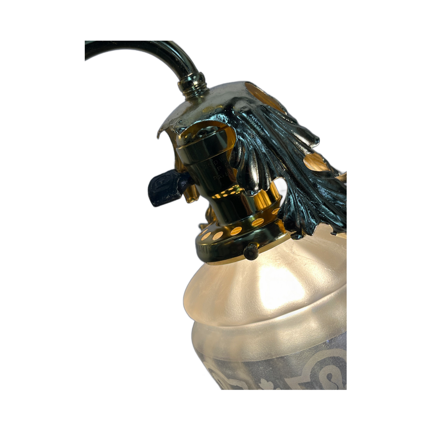 RESTORED Art Nouveau Three Light with Etched Shades, ca. 1900 #2507