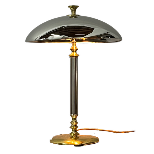 Art Deco Table Lamp in Polished Nickel and Brass #2514