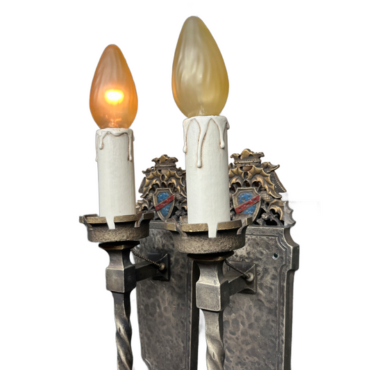 One Pair of Two Spanish Revival or Tudor Revival Wall Sconces #2510