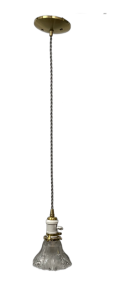 Holophane Pendant on Brushed Brass Wire Pendant #2520