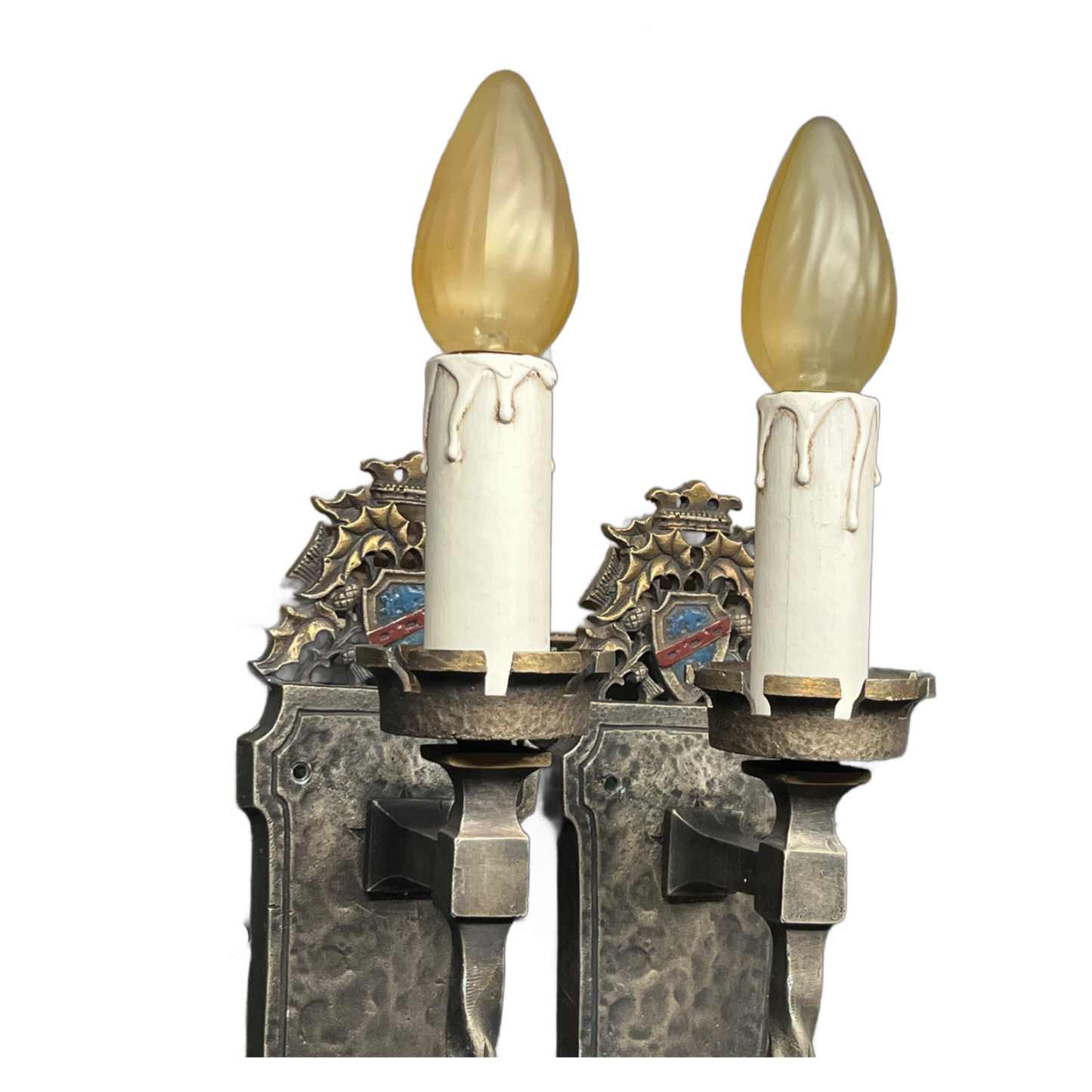 One Pair of Two Spanish Revival or Tudor Revival Wall Sconces #2510