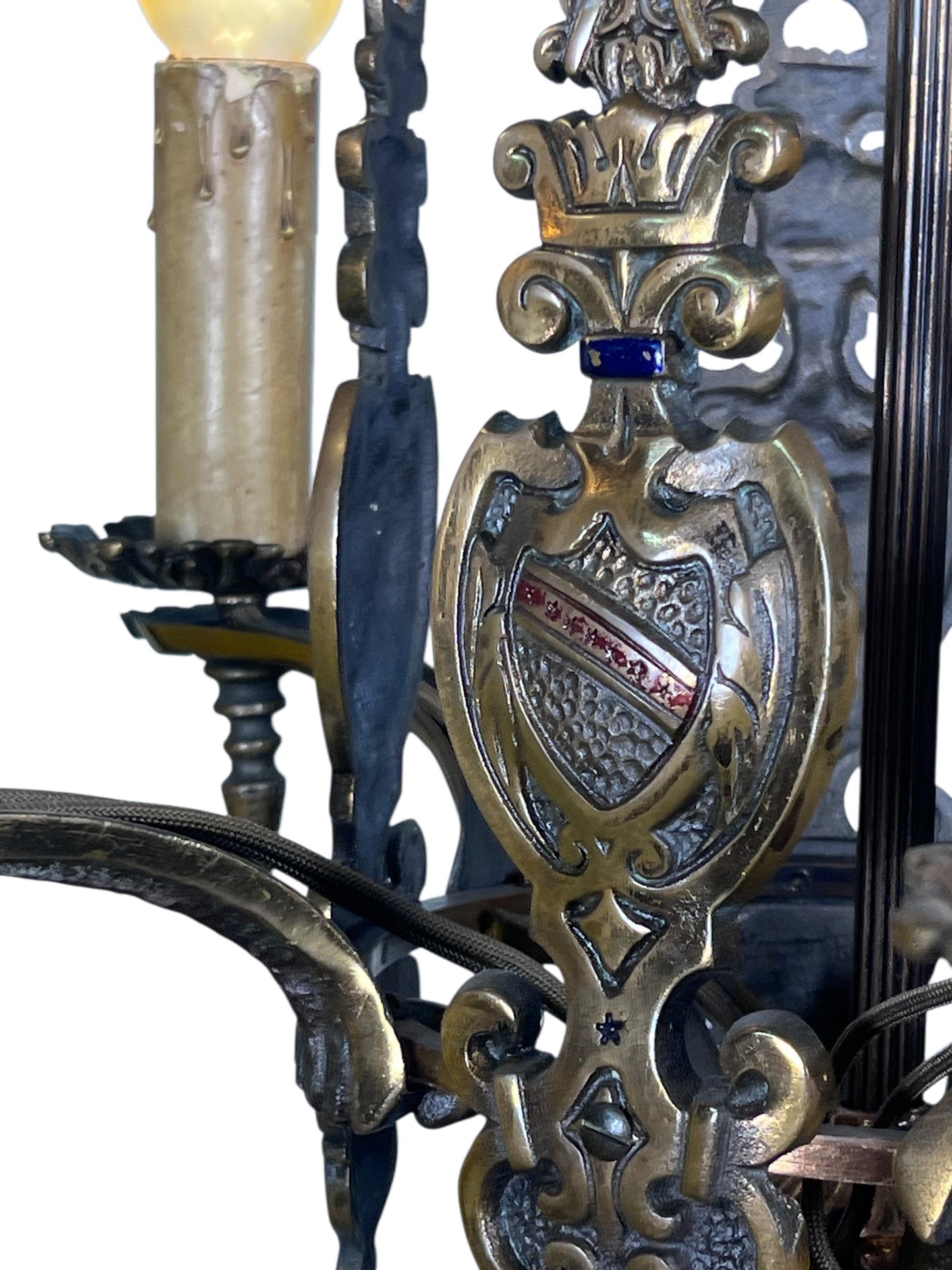Dark Cast Bronze 5 Light with Original Finish and Candlecovers #2534