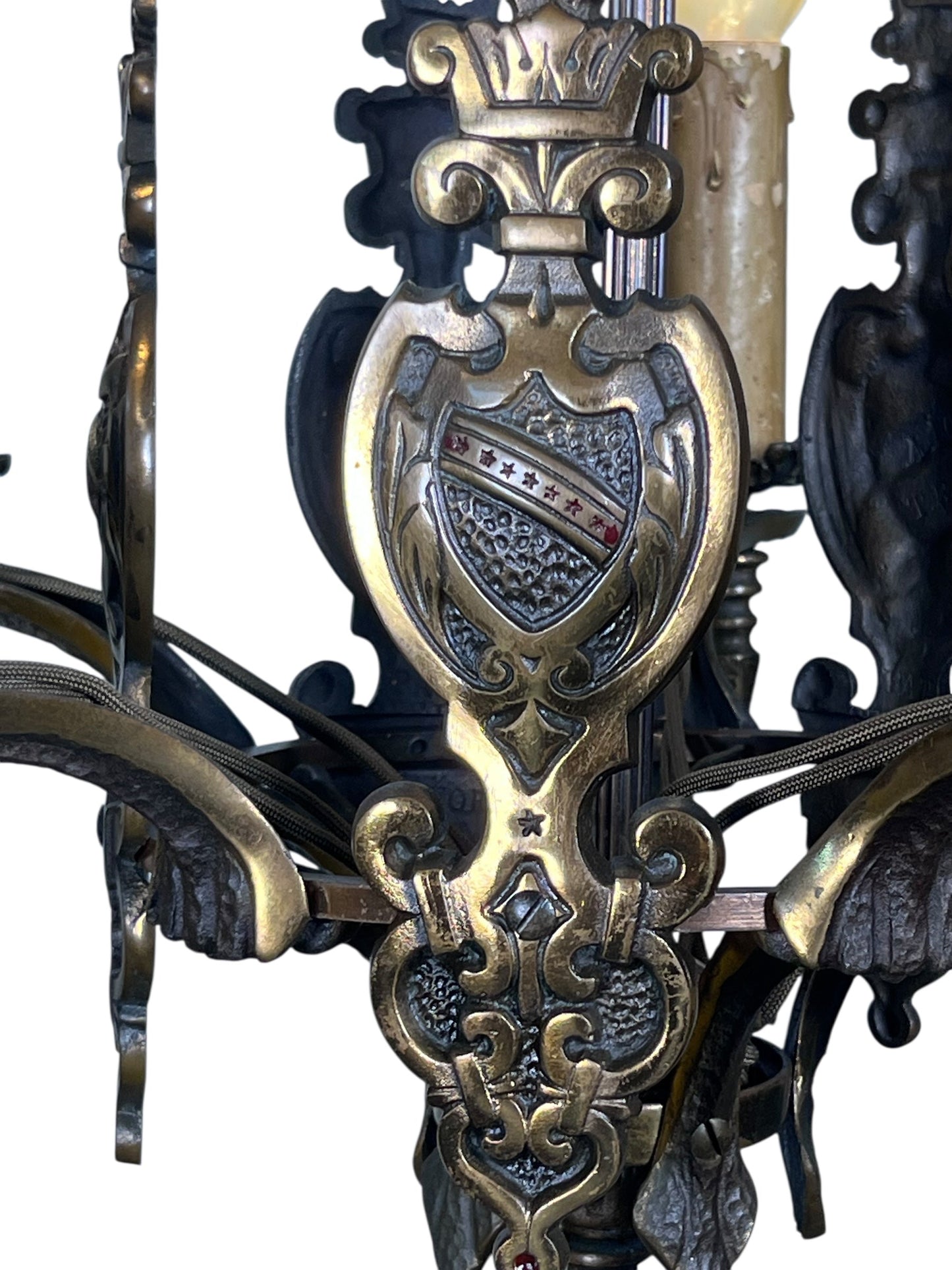 Dark Cast Bronze 5 Light with Original Finish and Candlecovers #2534