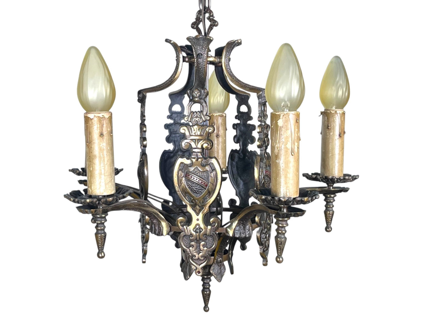Dark Cast Bronze 5 Light with Original Finish and Candlecovers #2534