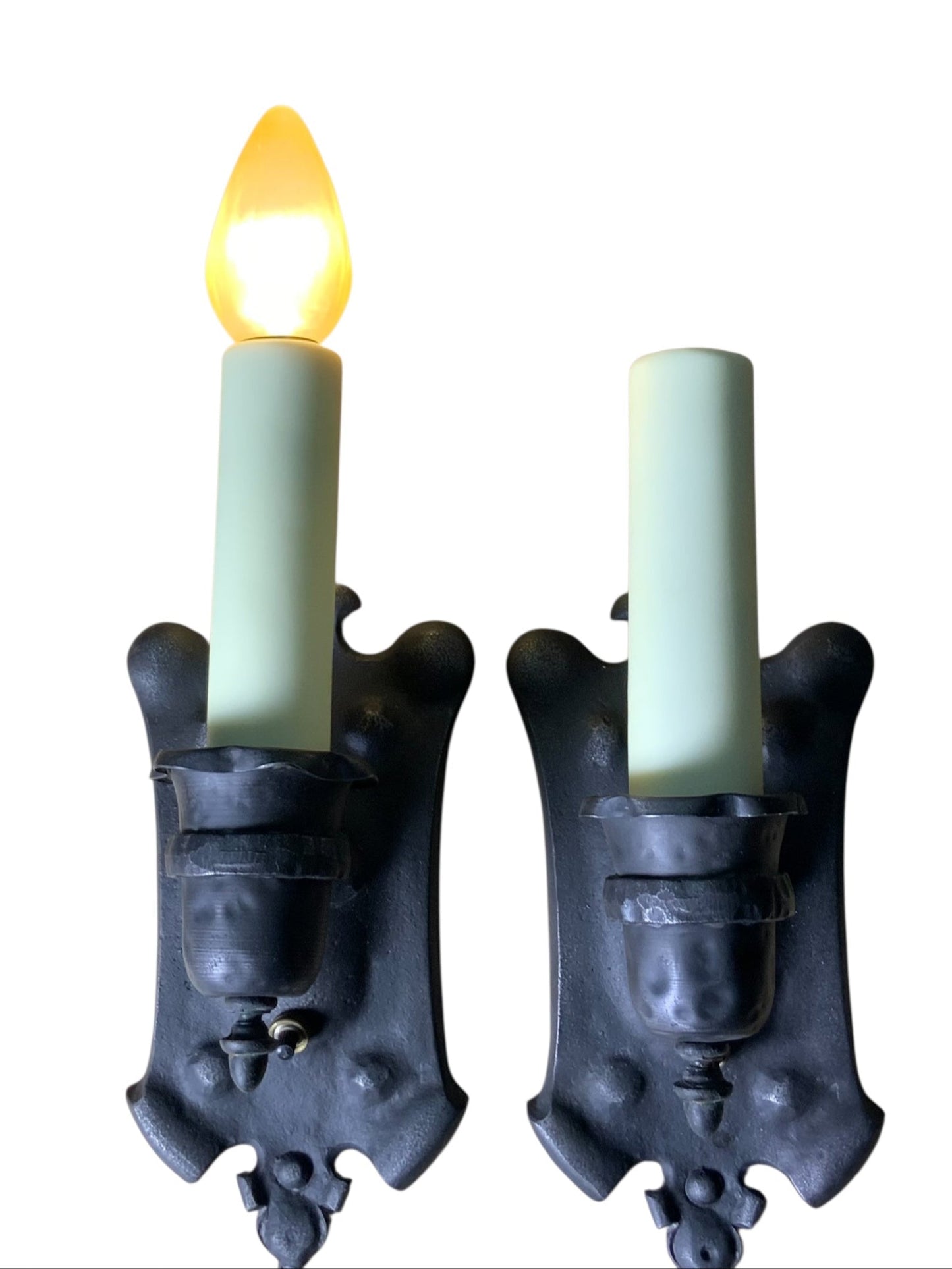 Pair Spanish Revival Cast Iron Sconces #2541
