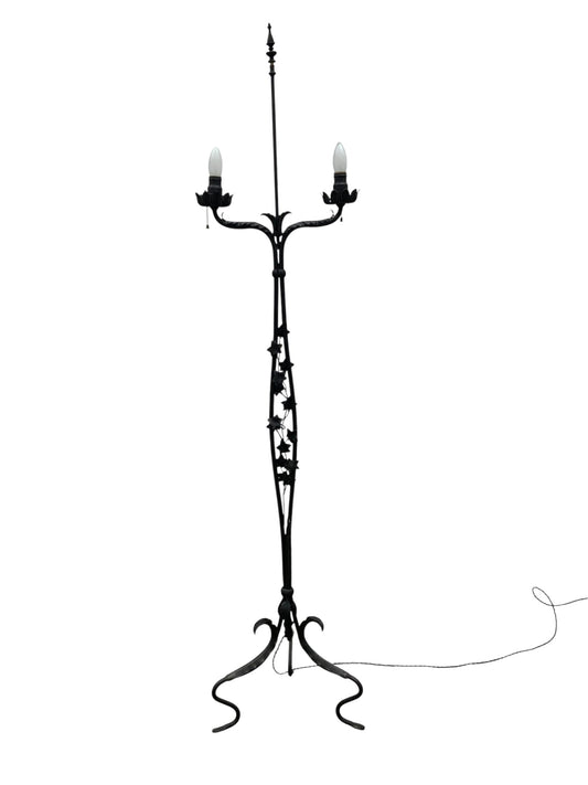 Spanish Revival Wrought Iron Lamp with Mica Shade #2539