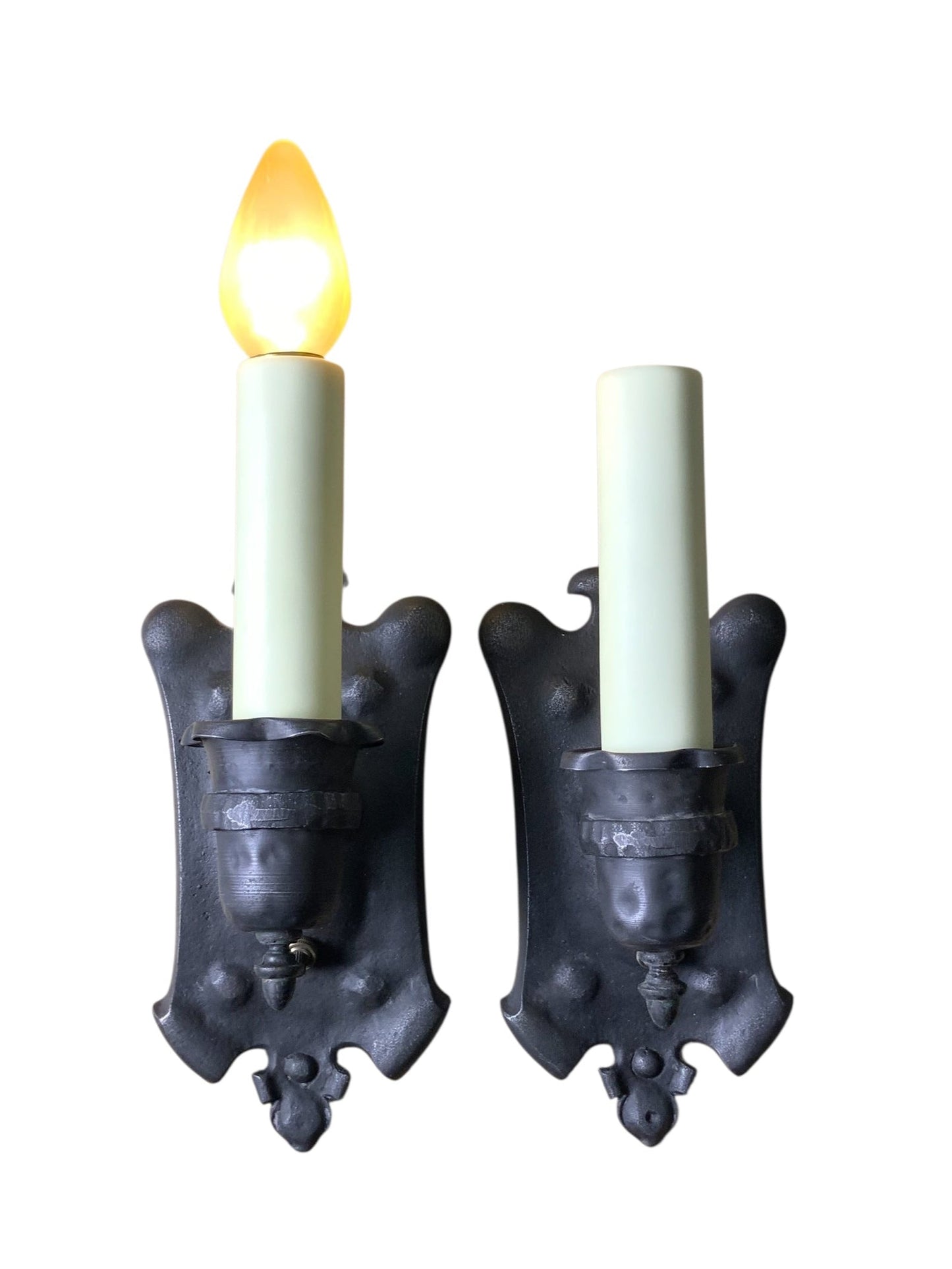 Pair Spanish Revival Cast Iron Sconces #2541