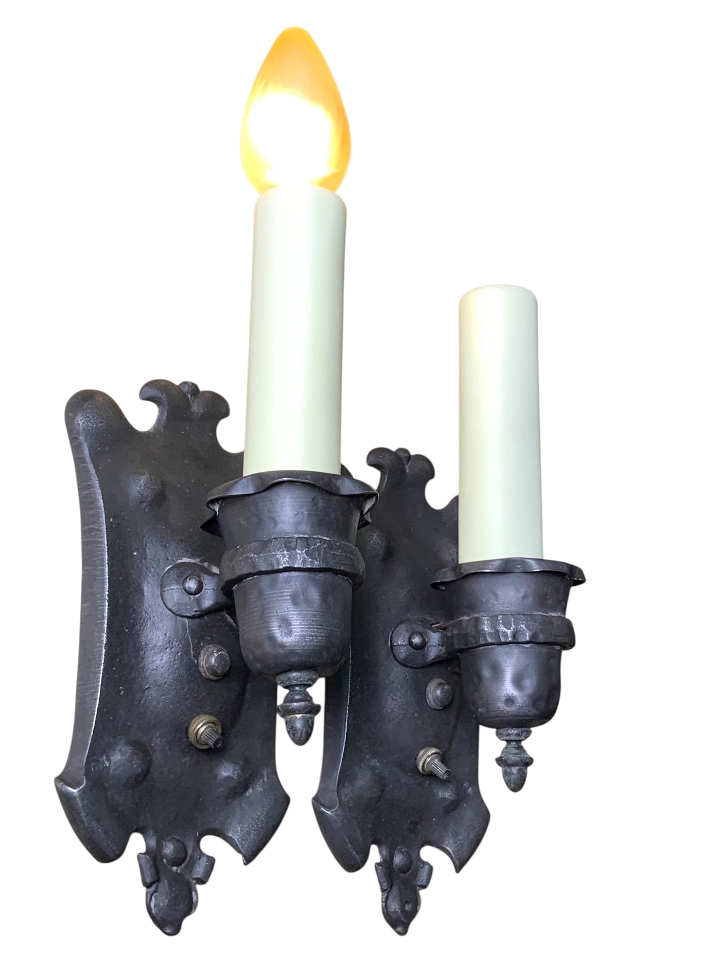 Pair Spanish Revival Cast Iron Sconces #2541