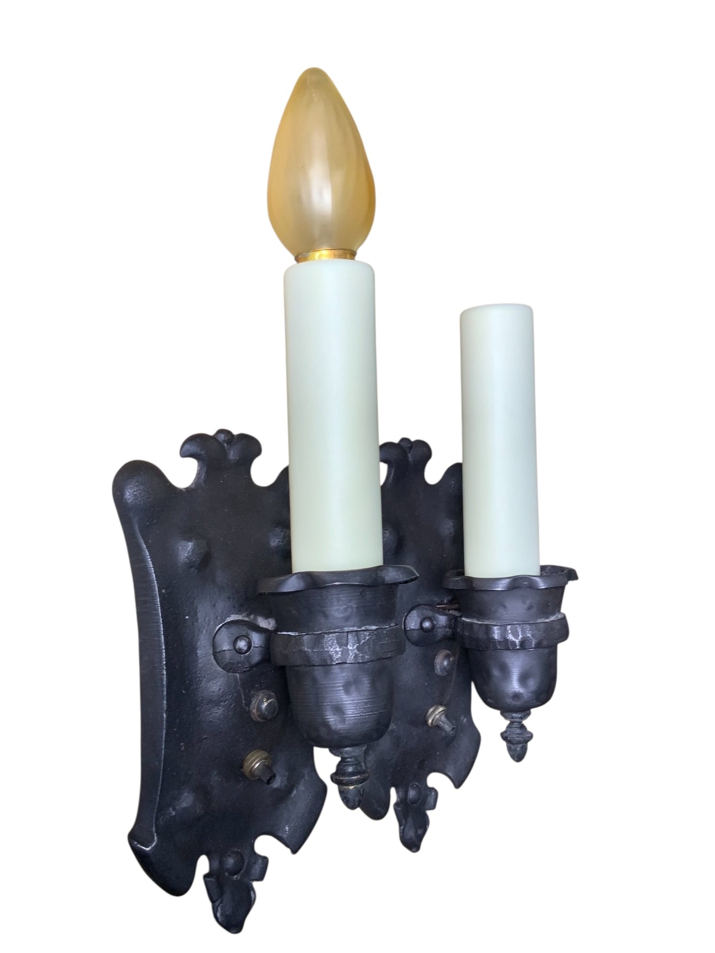 Pair Spanish Revival Cast Iron Sconces #2541