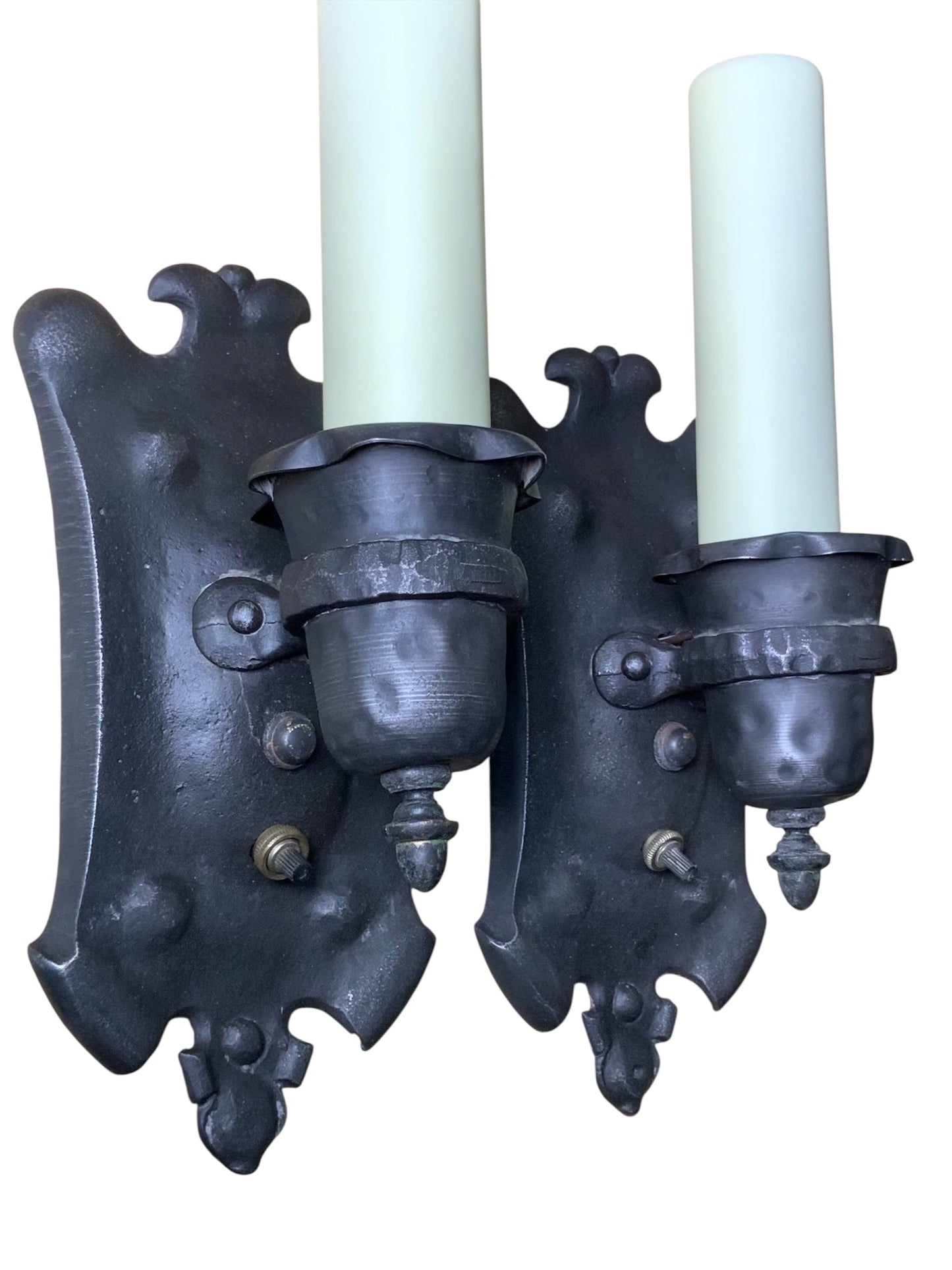 Pair Spanish Revival Cast Iron Sconces #2541