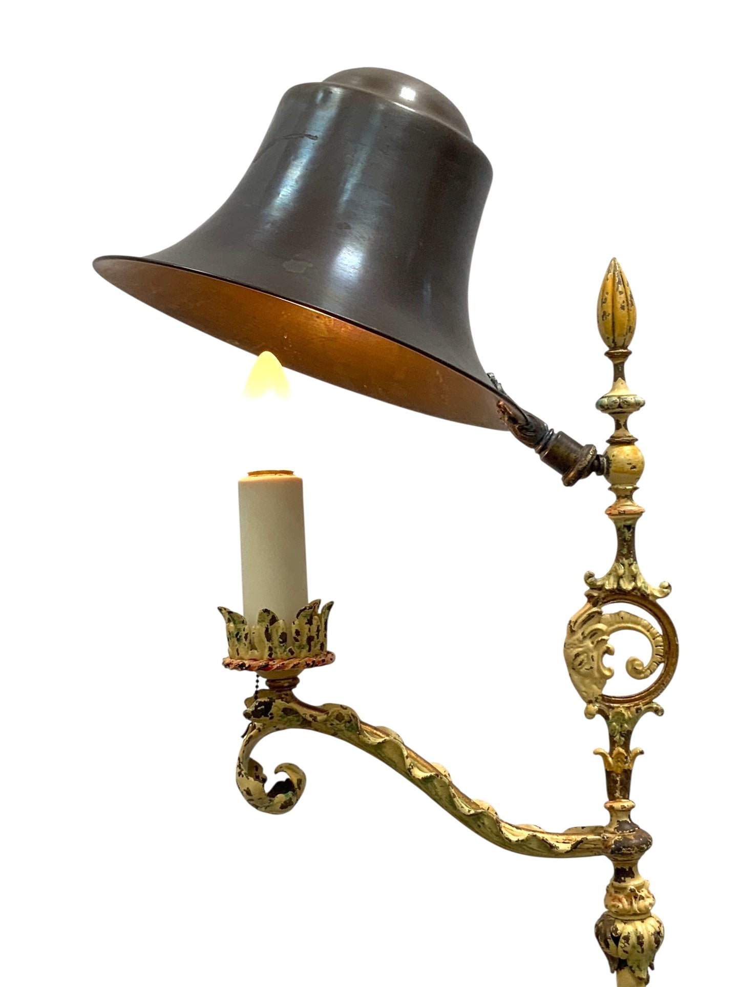 1920s Floor lamp with Original Paint Finish Brass Shade #2538