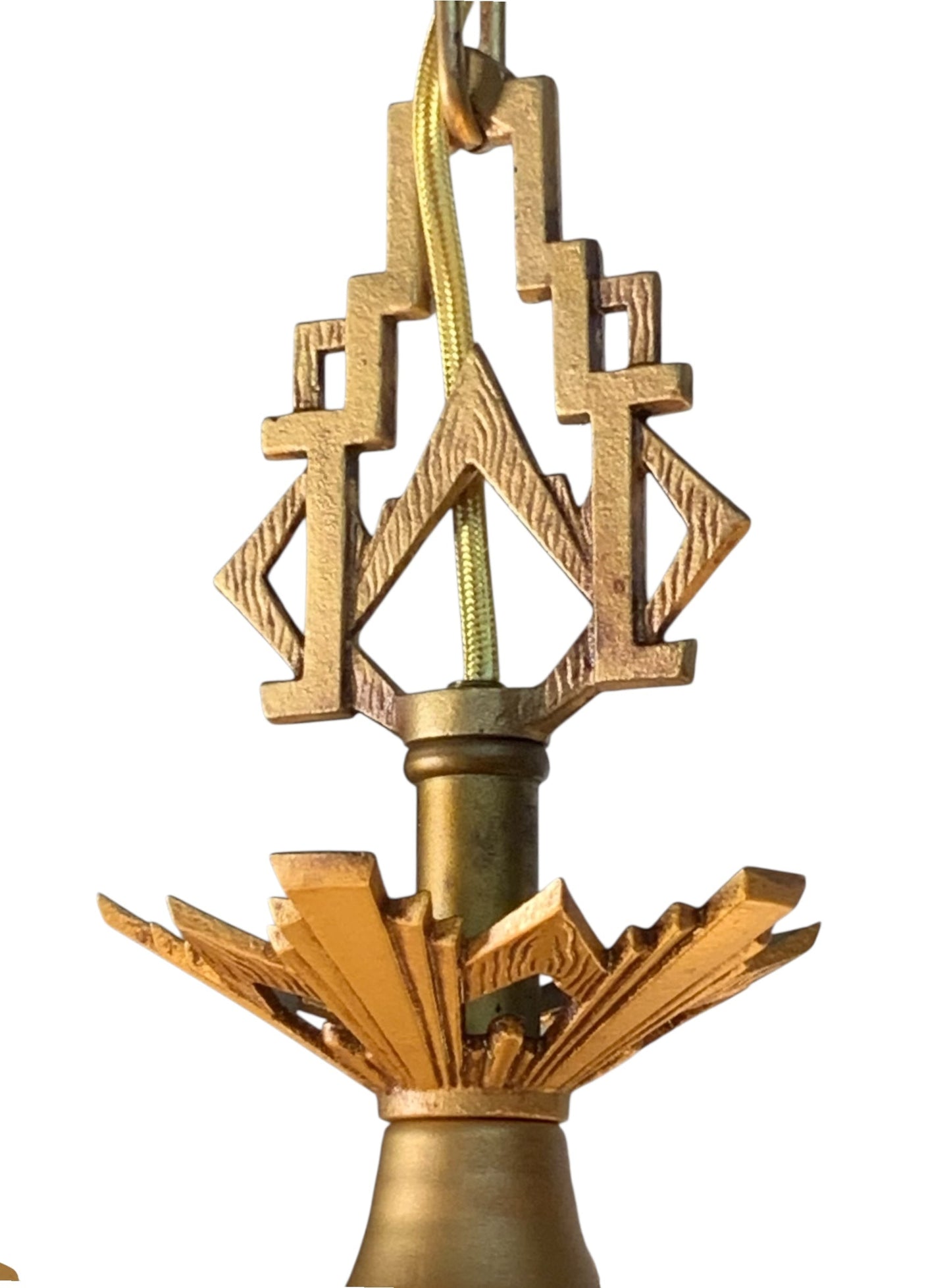 RESTORED Art Deco Markel Chevron 6 Light Slip Shade Chandelier #2544