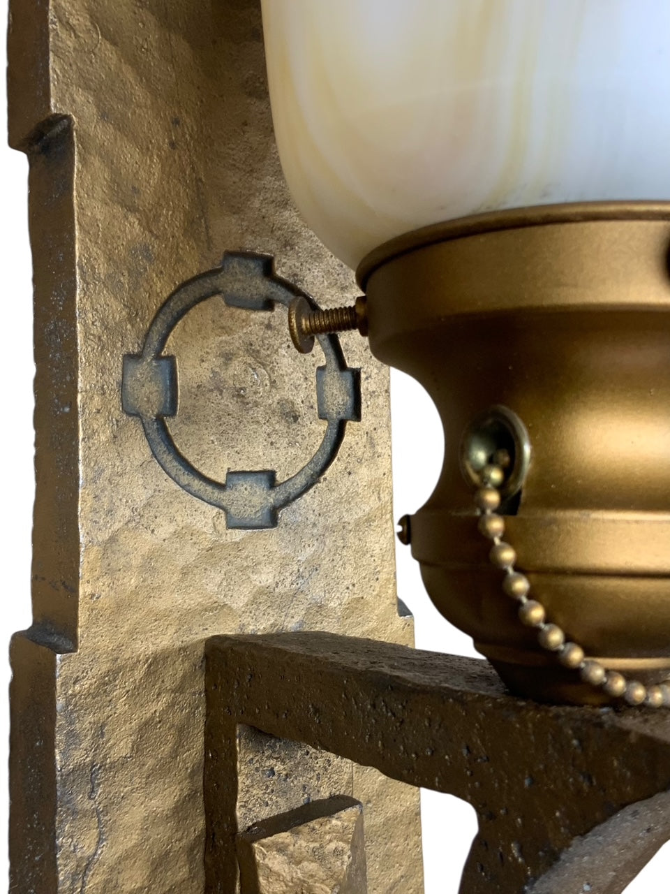 Hammered Arts and Crafts Wall Sconces with Bournique Shades circa 1916 #2512
