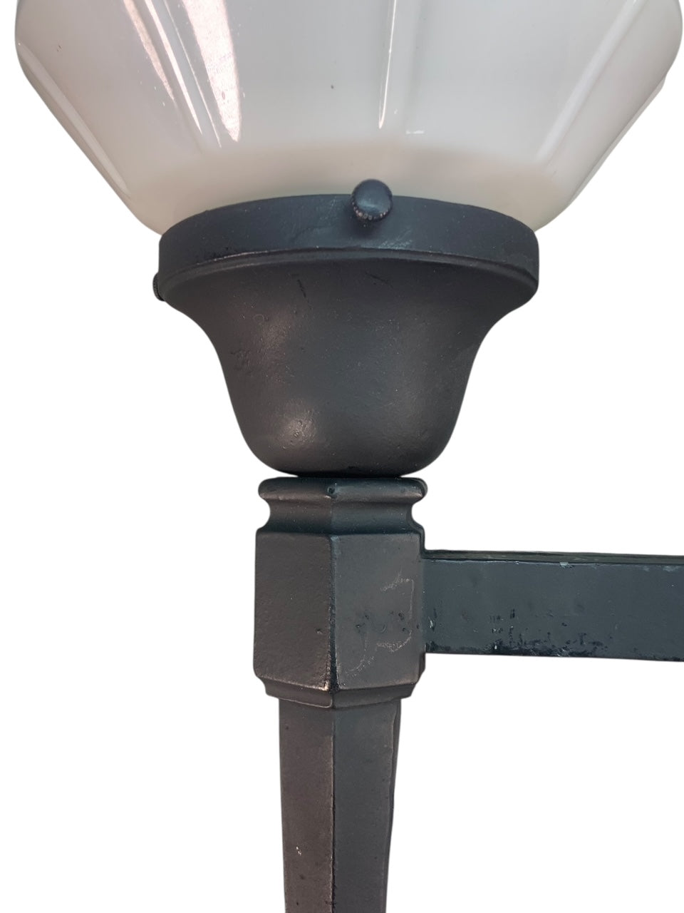 Black Long Tail Exterior Sconce with Milk Glass Shade #2568