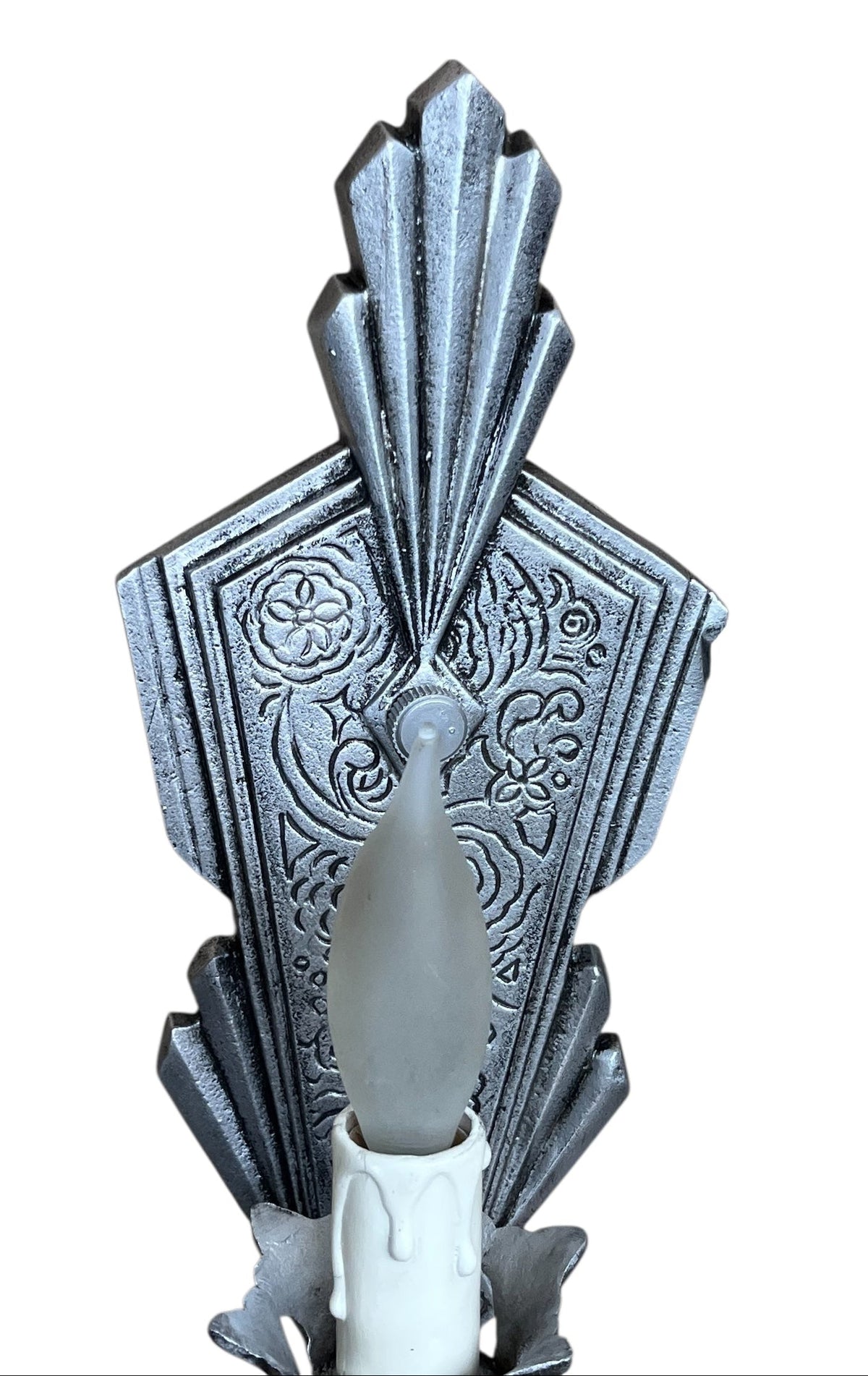 Silver Art Deco Wall Sconces with Candles #2576