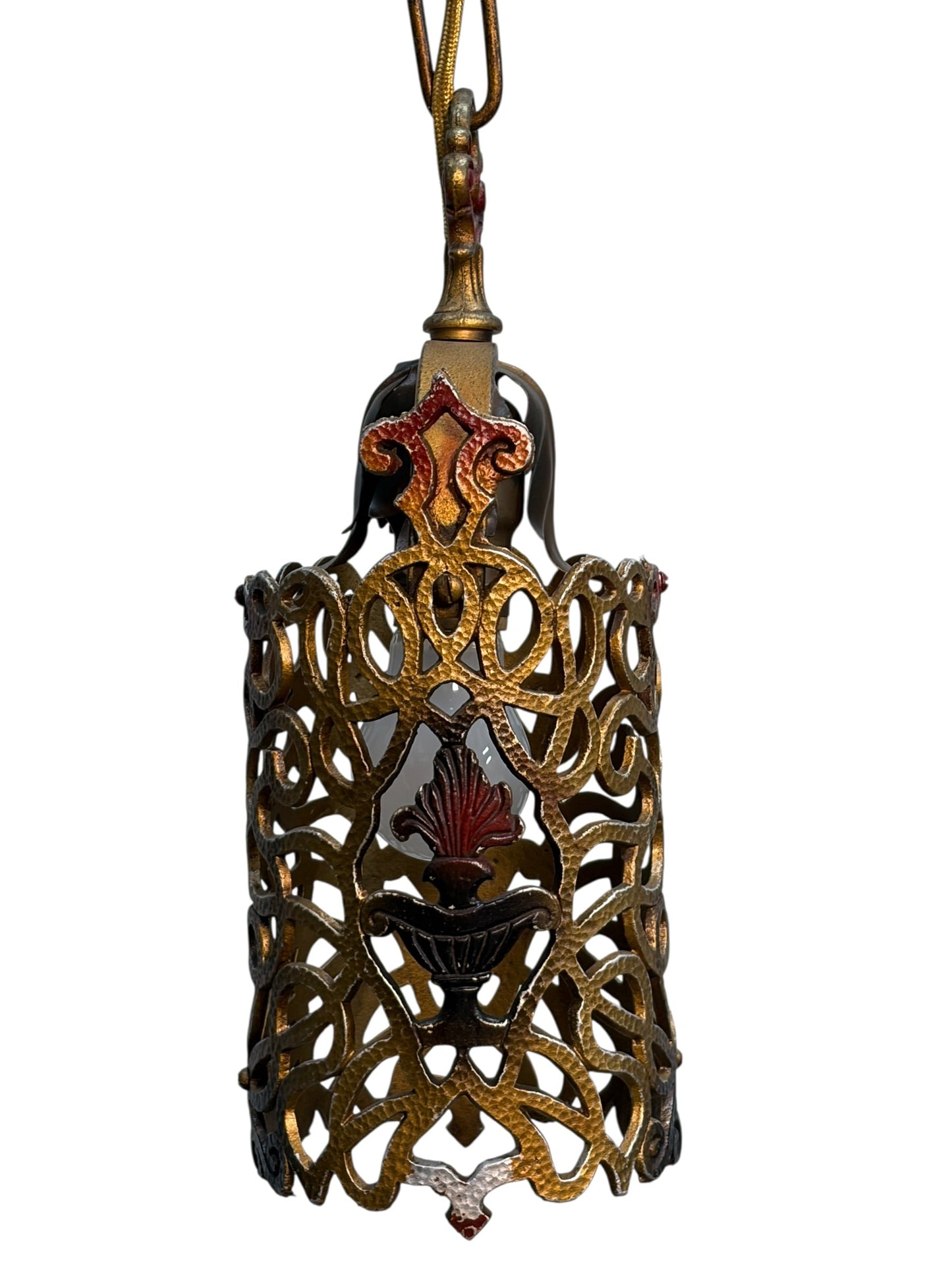 Tall Spanish Revival Hallway Light with Original Paint Finish #2604