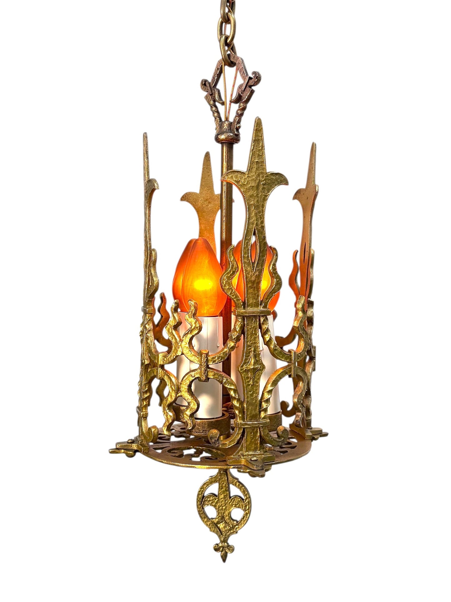 1920s Spanish Revival Foyer or Hallway Light with Original Gold Brass Finish #2615