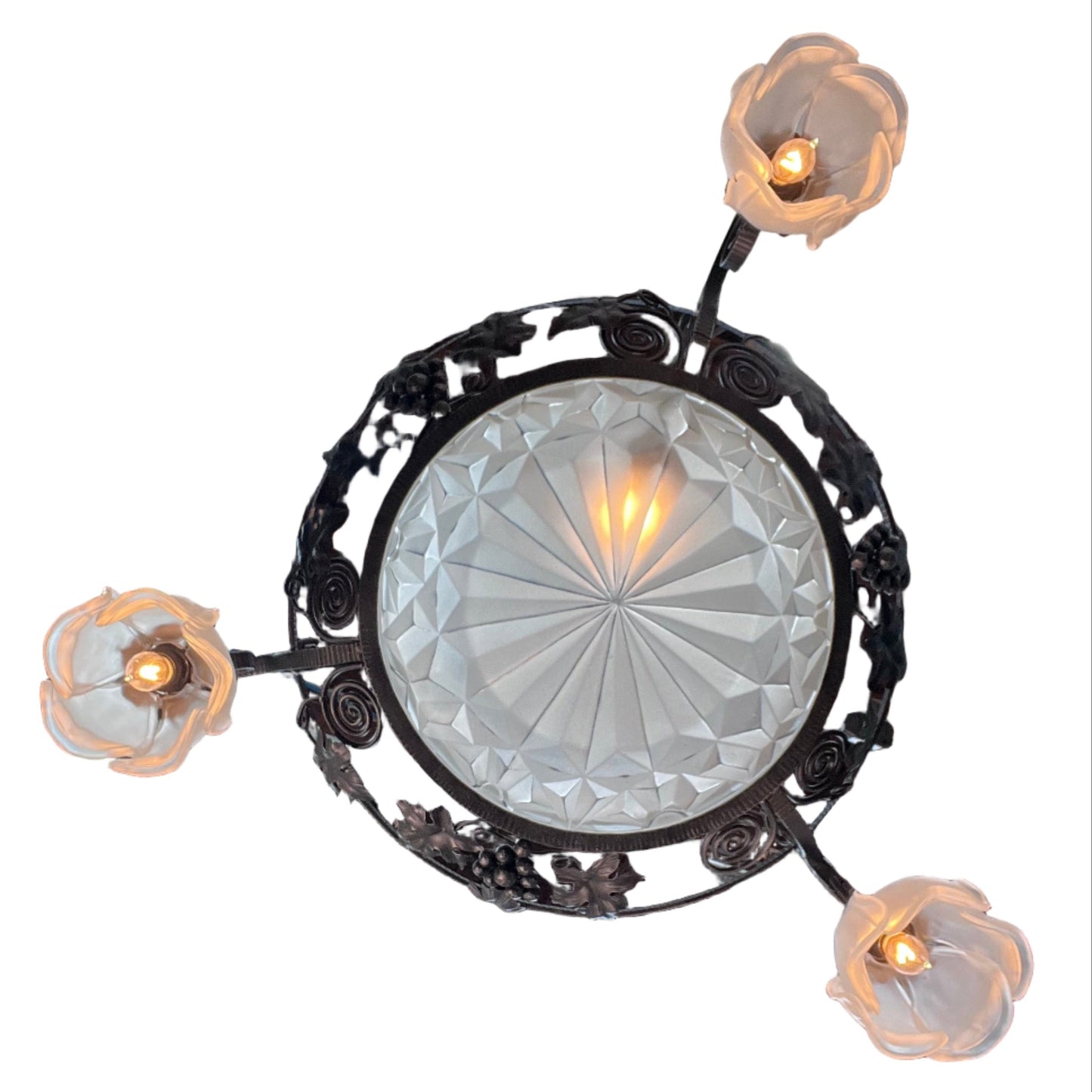 1920s French Art Deco Chandelier with Bunches of Grapes #2554