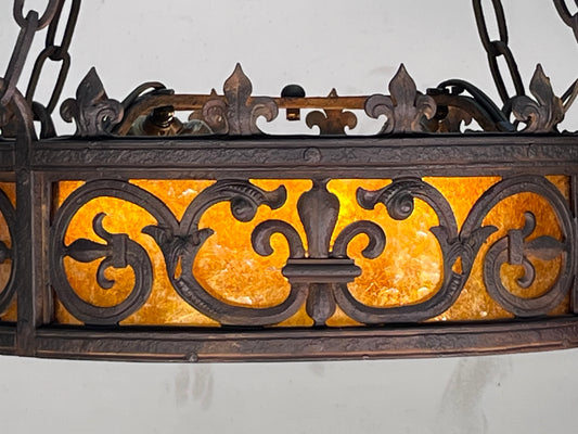 Spanish Revival Chandelier with Mica Panels