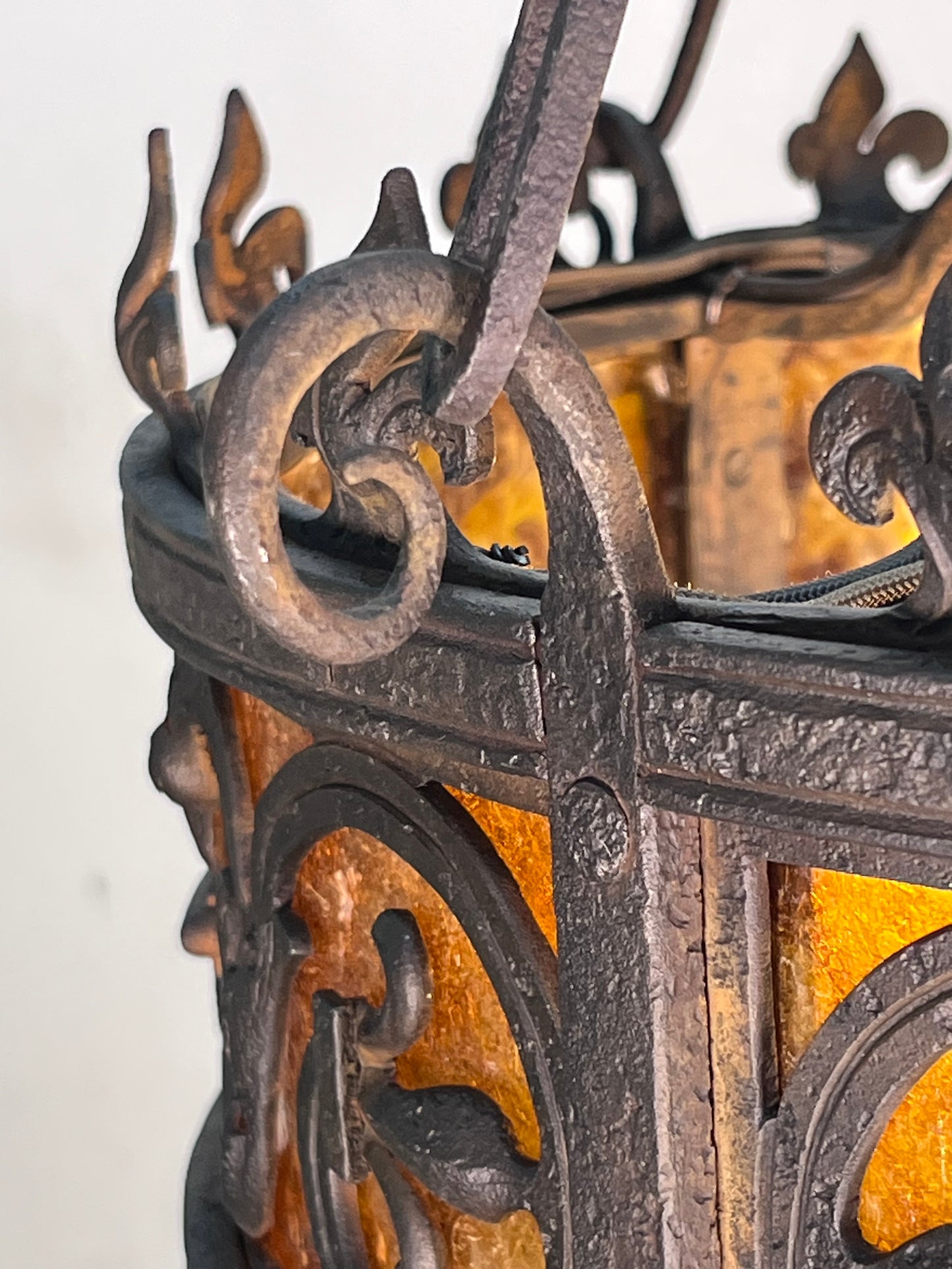 Cast Wrought Iron Spanish Revival Chandelier with Mica Panels #2557