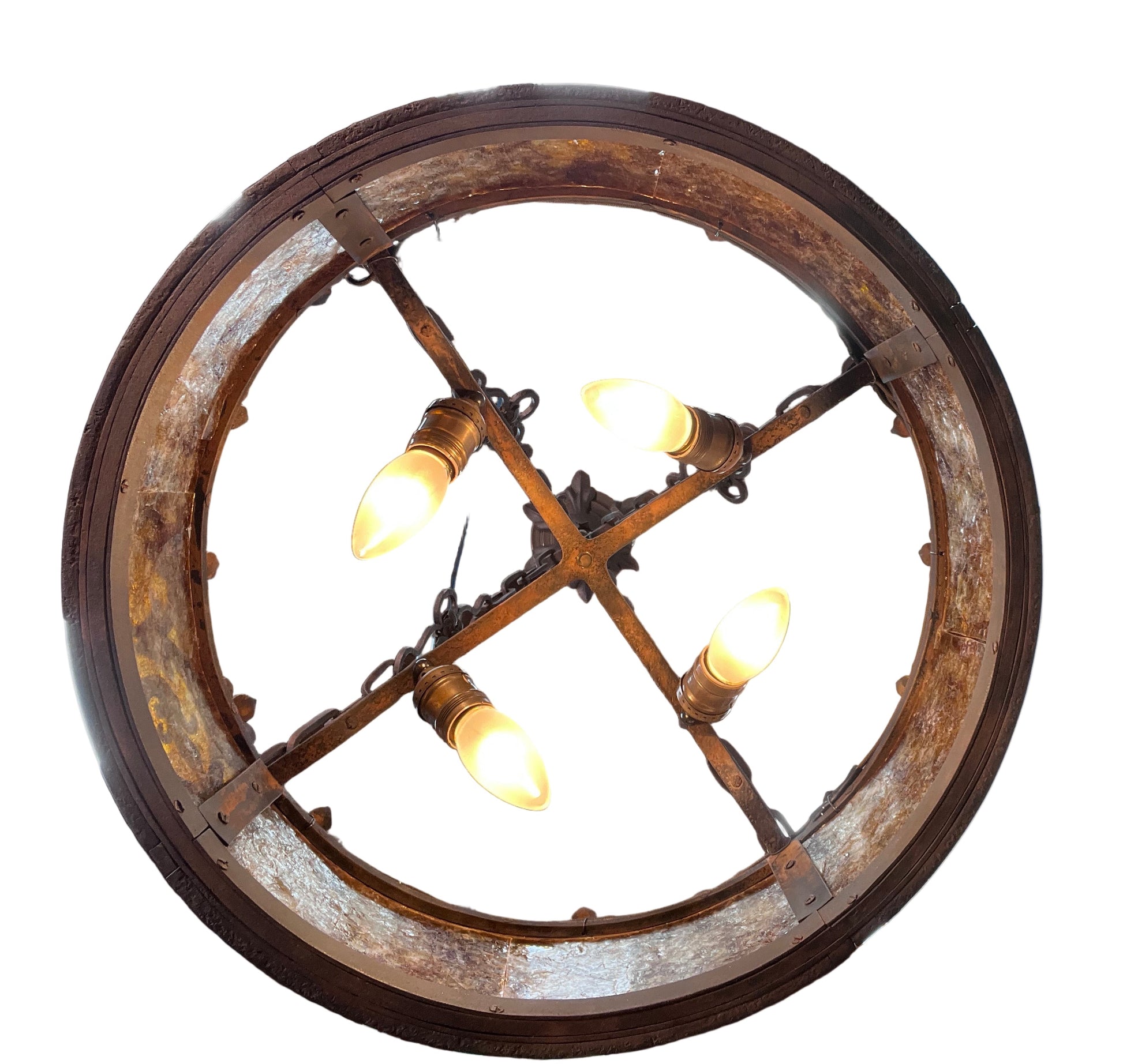 Spanish Revival Chandelier with Mica Panels