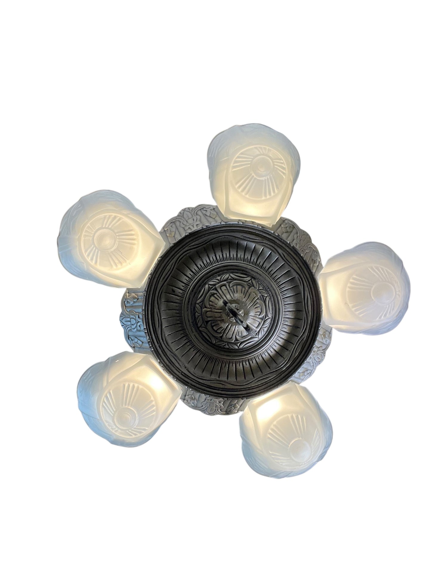 Globe Lighting Slip Shade Chandelier with Original Silver and Black Finish #2531
