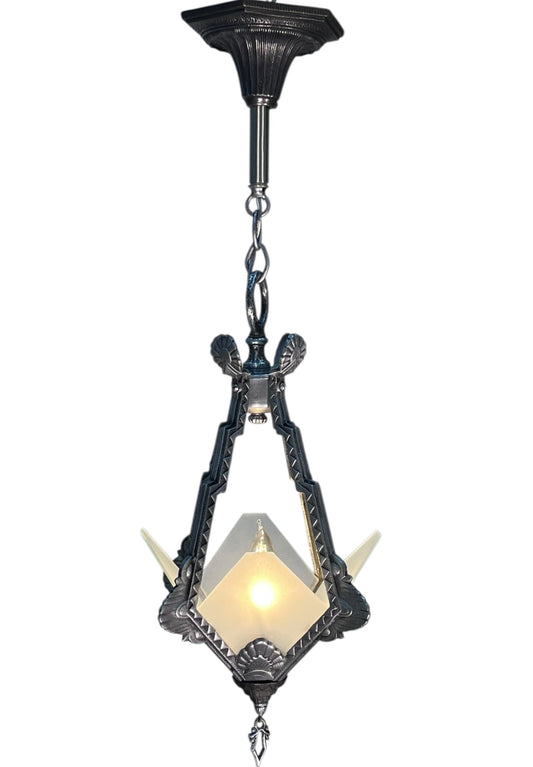 Silver Art Deco Hallway or Foyer Light with Original Finish #2556