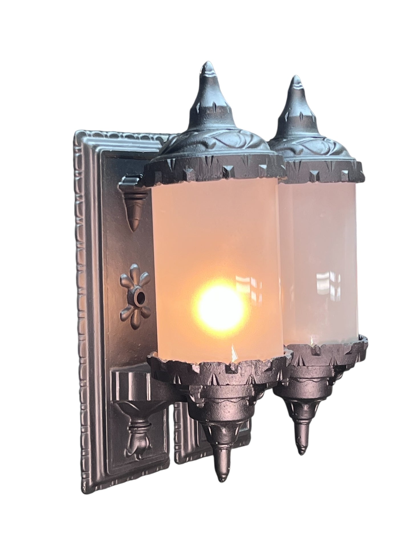 Pair Exterior Lights with Glass Cylinder Shades #2551