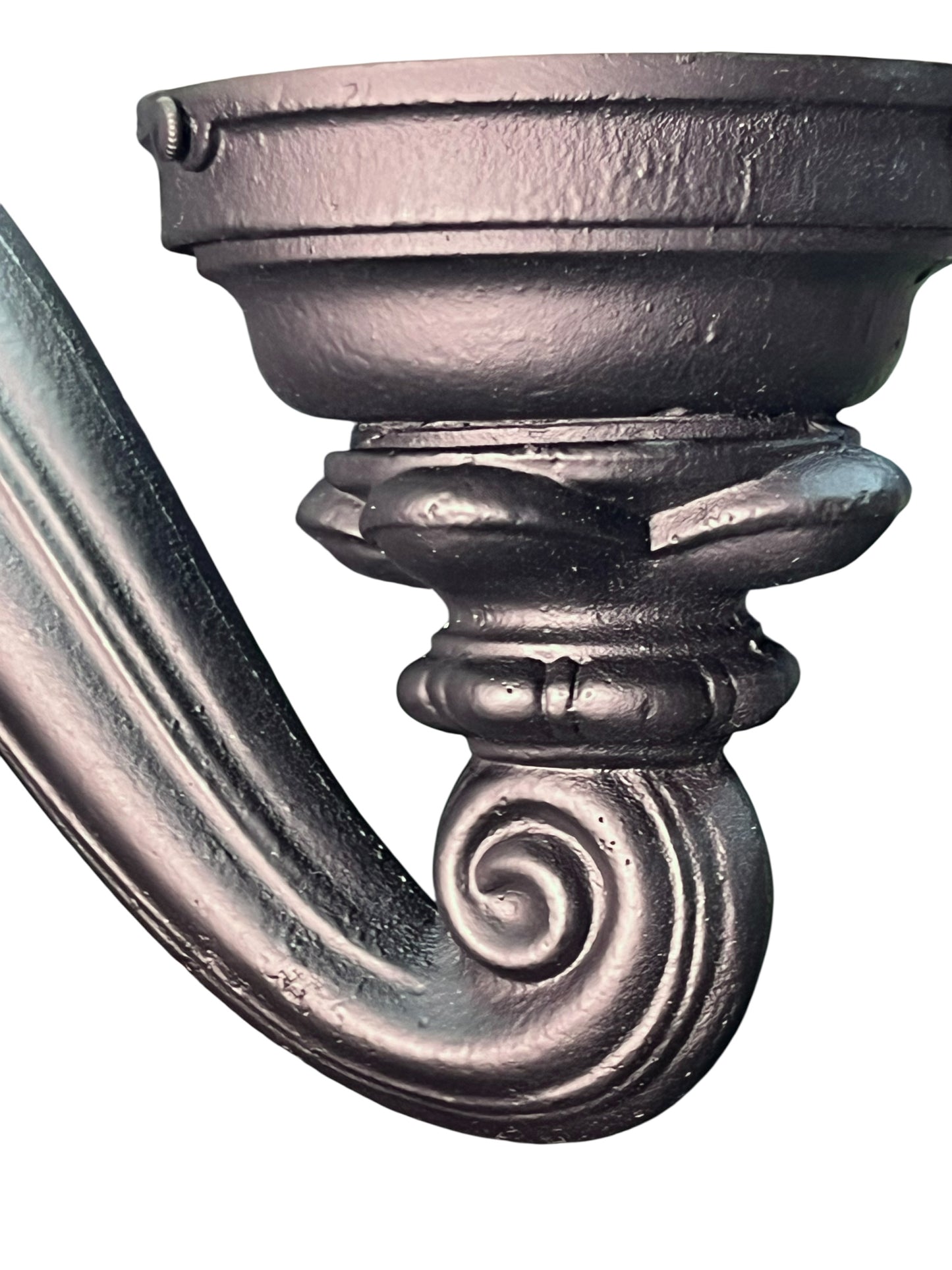 1910s Curved Arm Exterior Sconces with Antique Flame Shades #2552
