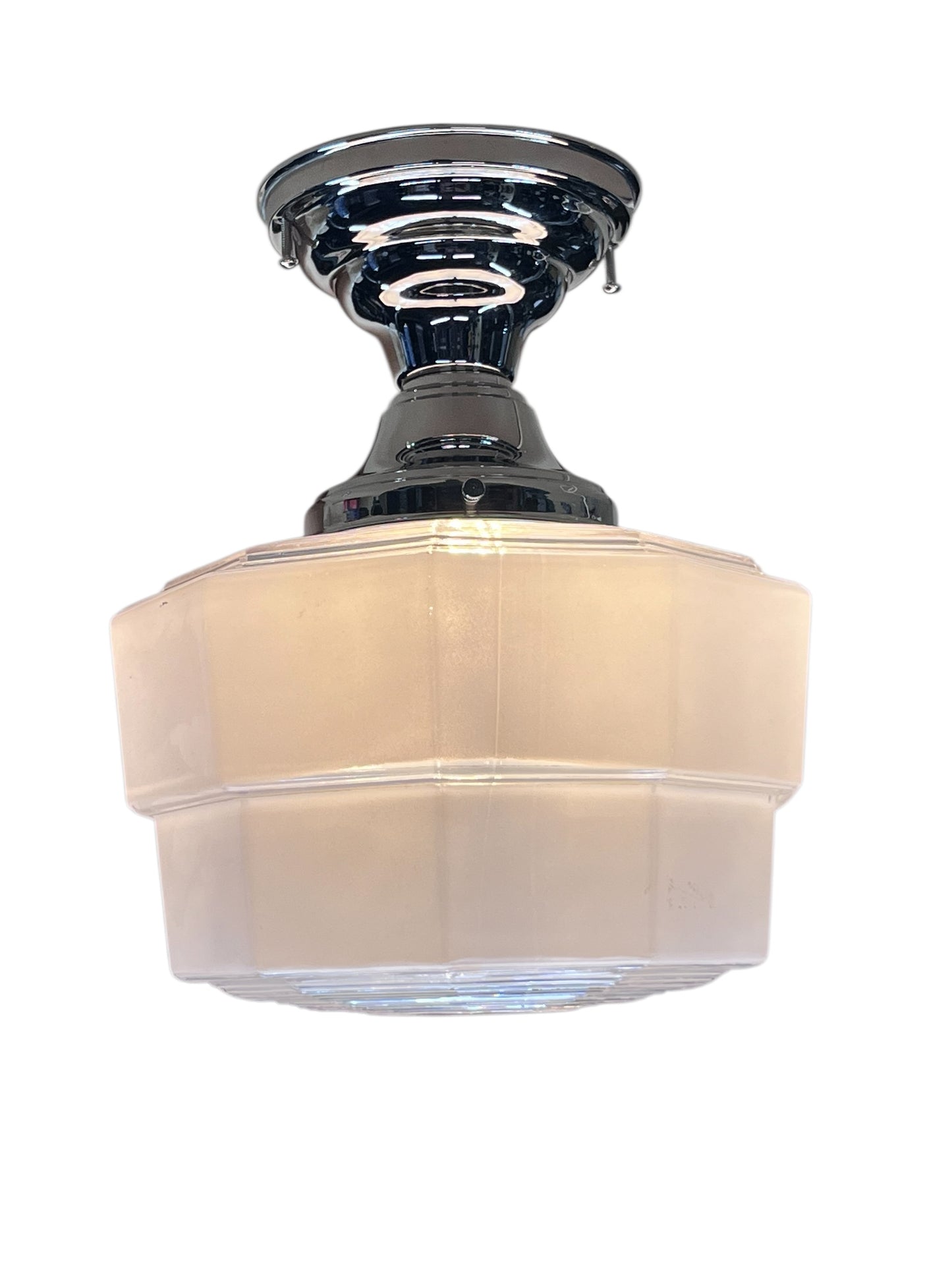 Octagonal 1930s Art Deco Kitchen Light with Clear Bottom #2591