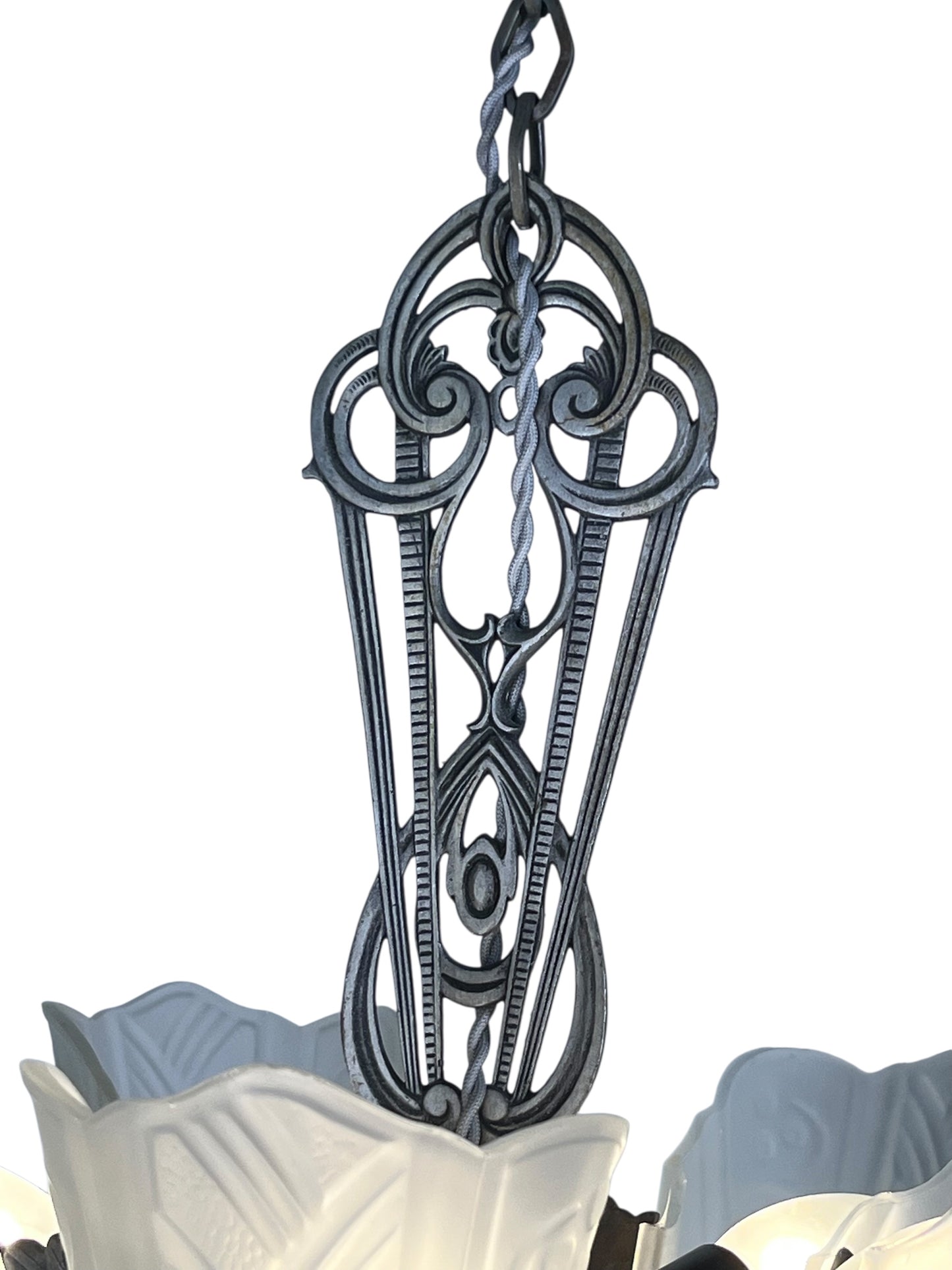 Globe Lighting Slip Shade Chandelier with Original Silver and Black Finish #2531