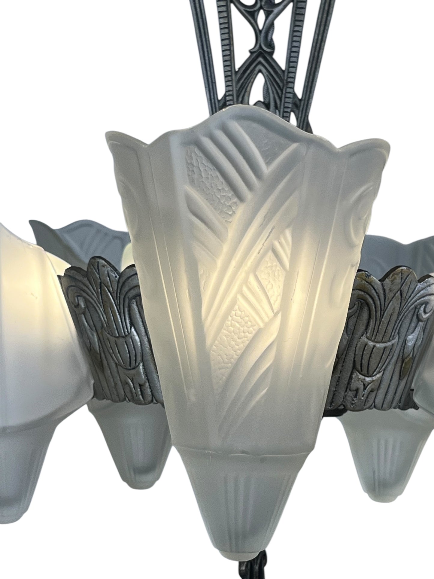 Globe Lighting Slip Shade Chandelier with Original Silver and Black Finish #2531
