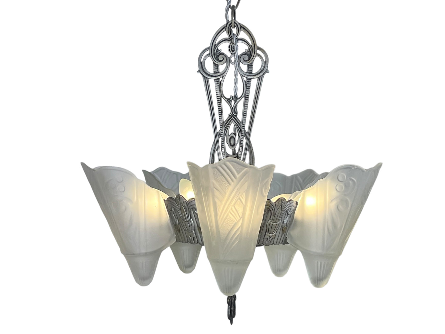 Globe Lighting Slip Shade Chandelier with Original Silver and Black Finish #2531
