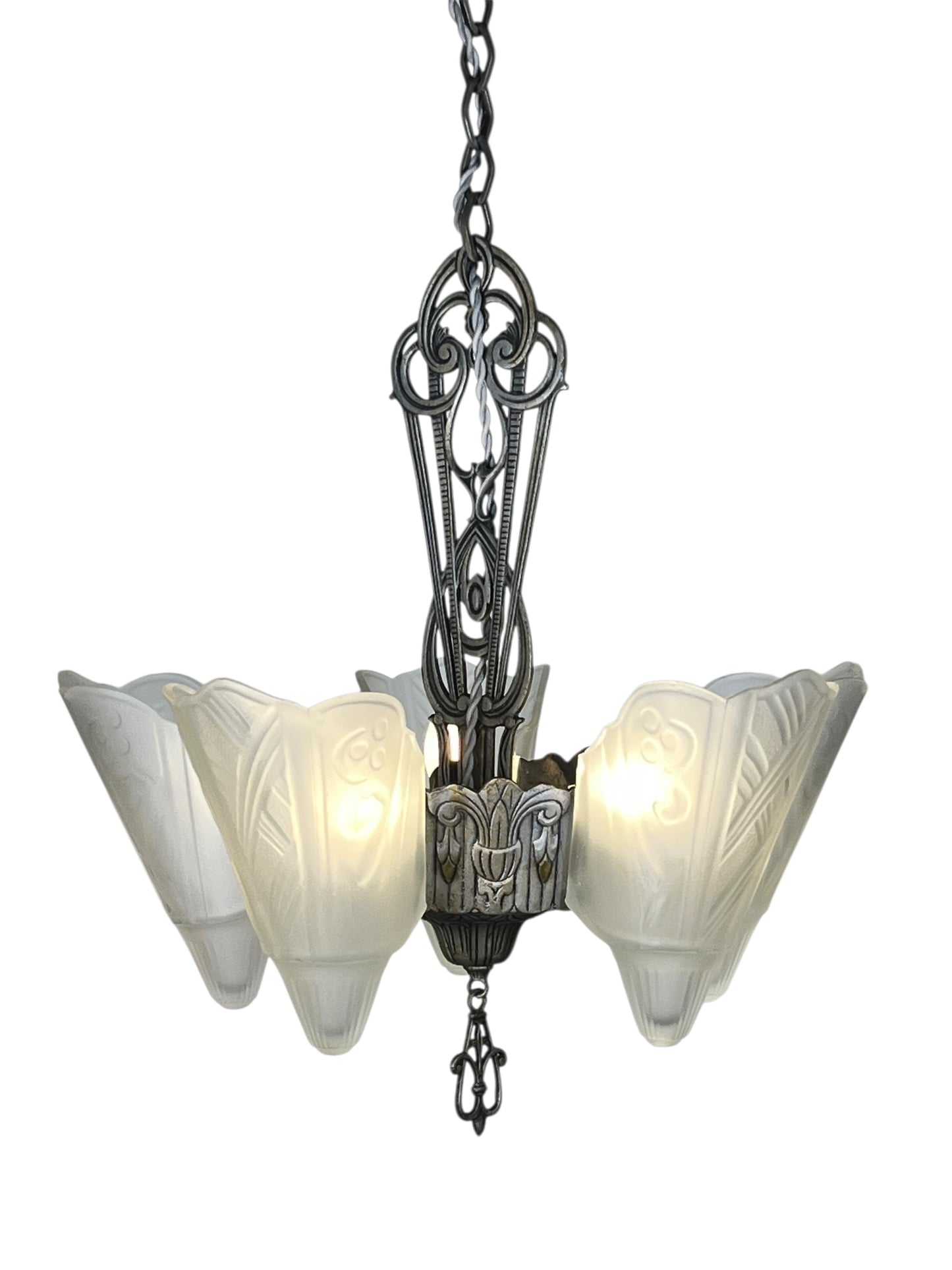 Globe Lighting Slip Shade Chandelier with Original Silver and Black Finish #2531